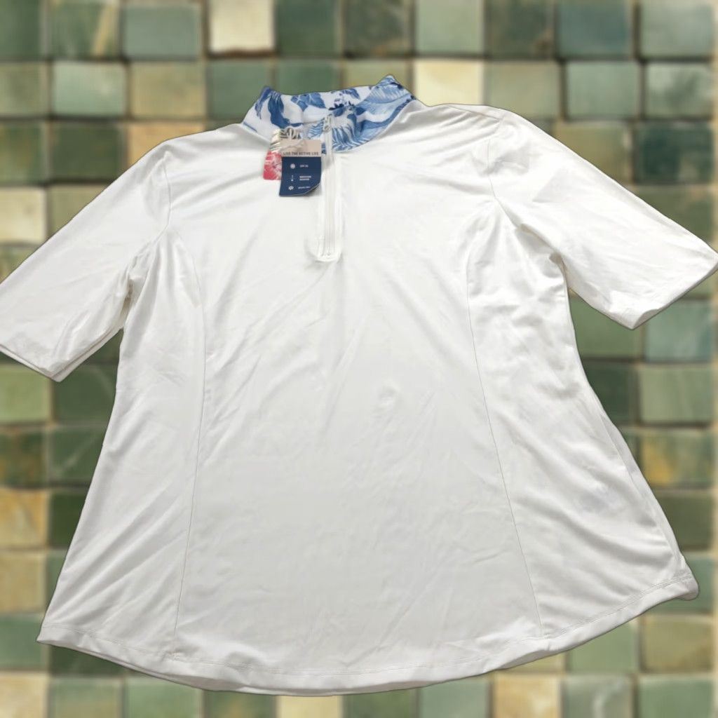 Tommy Bahama Tommy Bahama Golf Polo Shirt Women's Large White 1/4 Zip Short Sleeve Polo Shirt Size L / US 10 / IT 46 - 1 Thumbnail