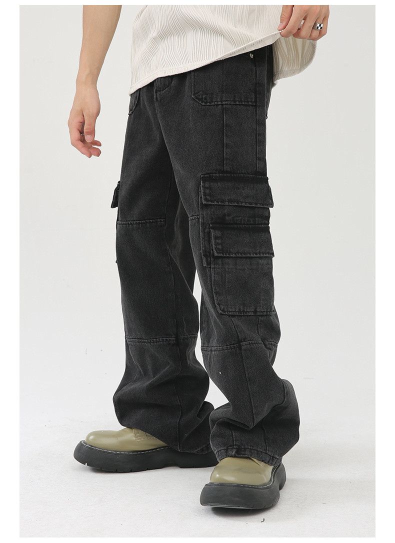 Japanese Brand Street retro washed loose wide-leg multi-pocket work jeans Size US 32 / EU 48 - 3 Thumbnail