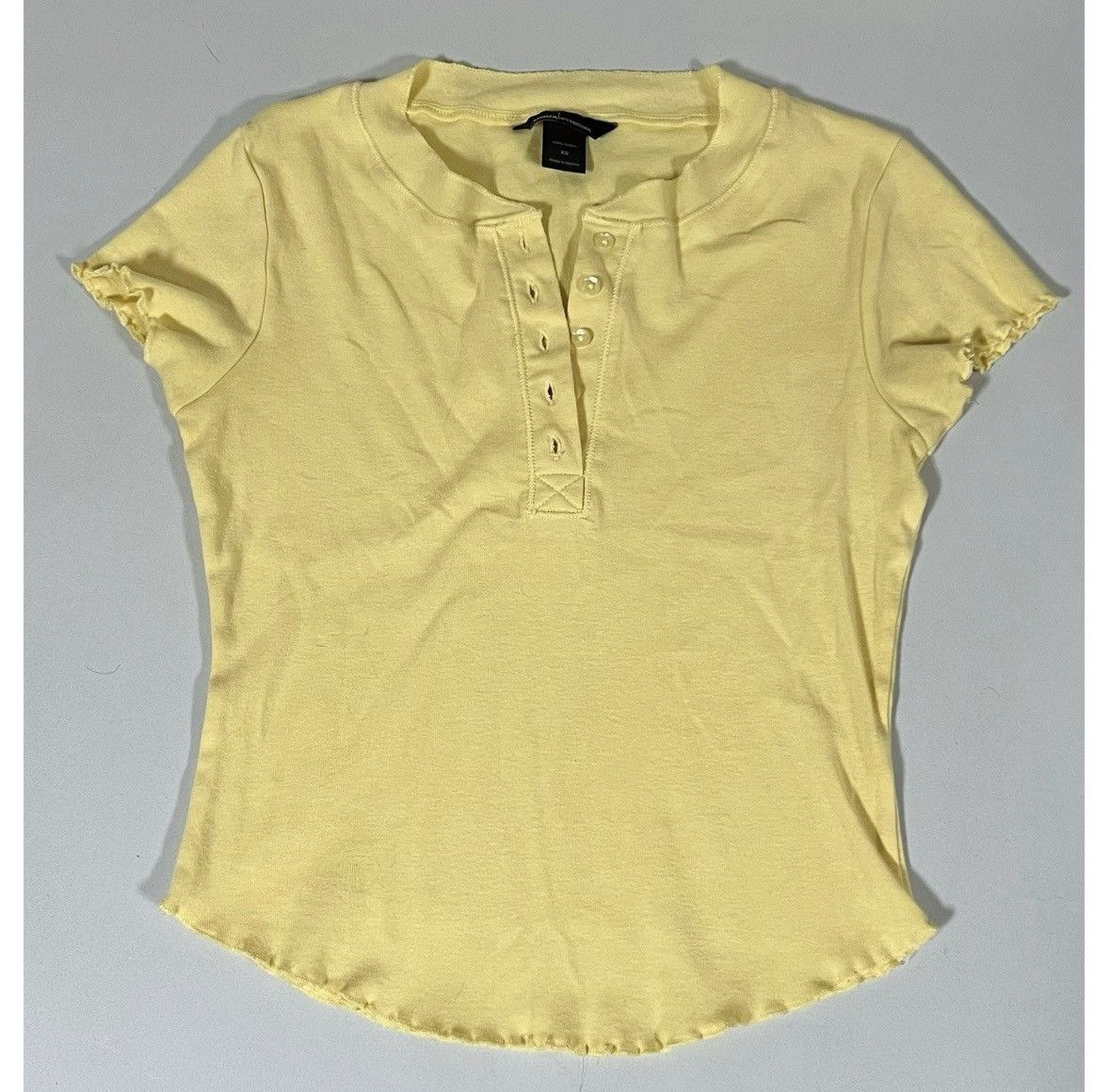 Campia Moda Moda Yellow Pastel Button-Up Henley Shirt Top Tee Size XS ✨ Size XS / US 0-2 / IT 36-38 - 1 Thumbnail