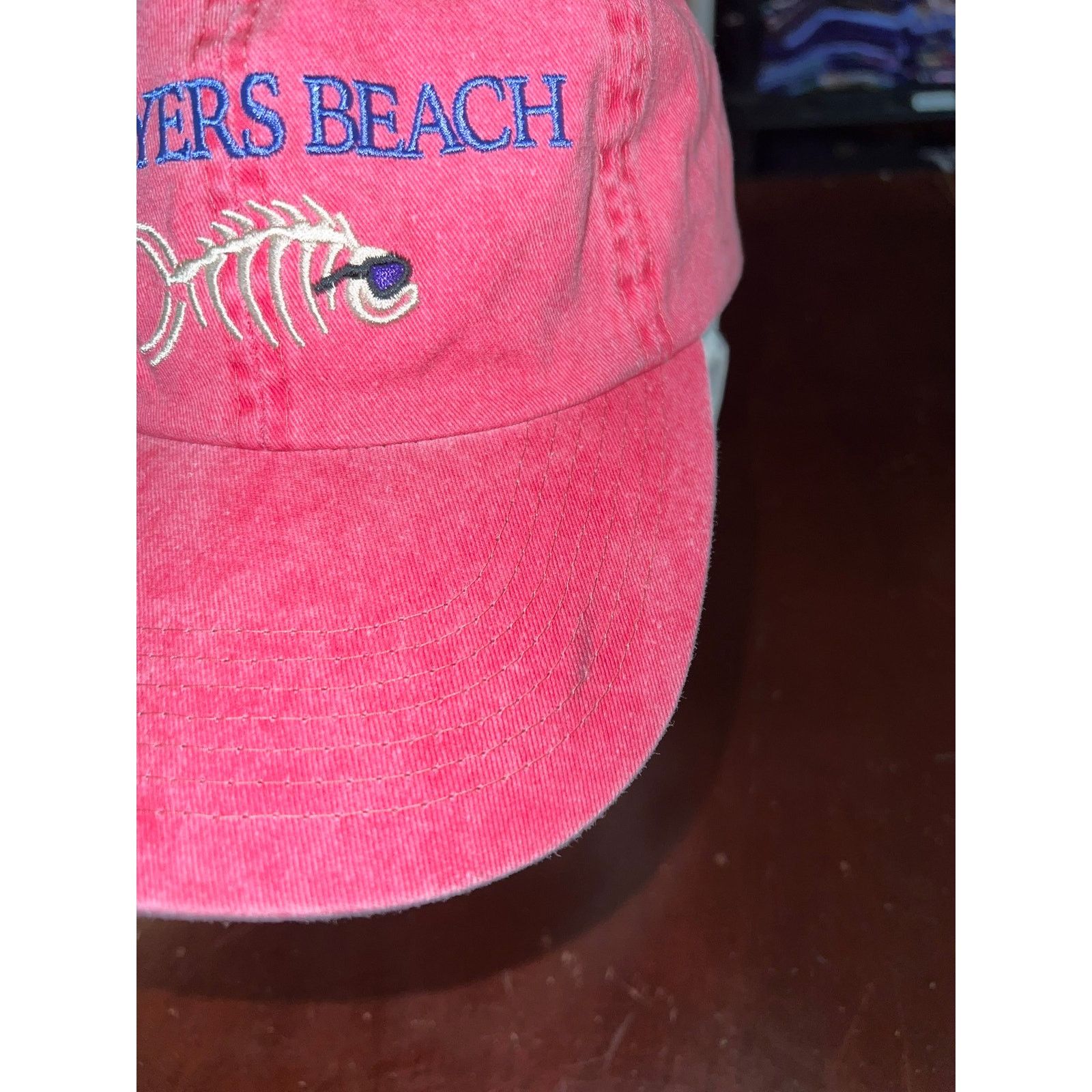 Vintage Vintage Fort Myers Beach Hat Cap Fish Pink VTG OS Stained Size ONE SIZE - 3 Thumbnail