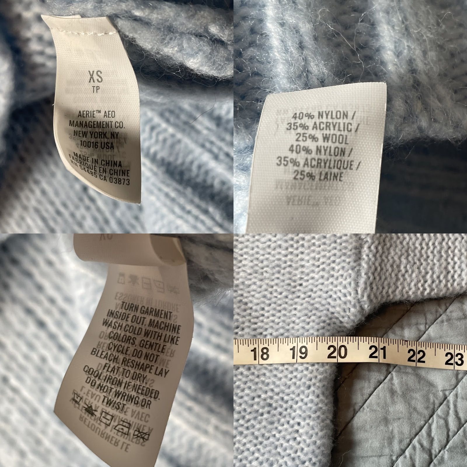 Vintage Aerie Sweater XS Cable-Knit Light Blue Pullover Crew Neck Long Sleeve Casual Womens XS Size XS / US 0-2 / IT 36-38 - 8 Thumbnail