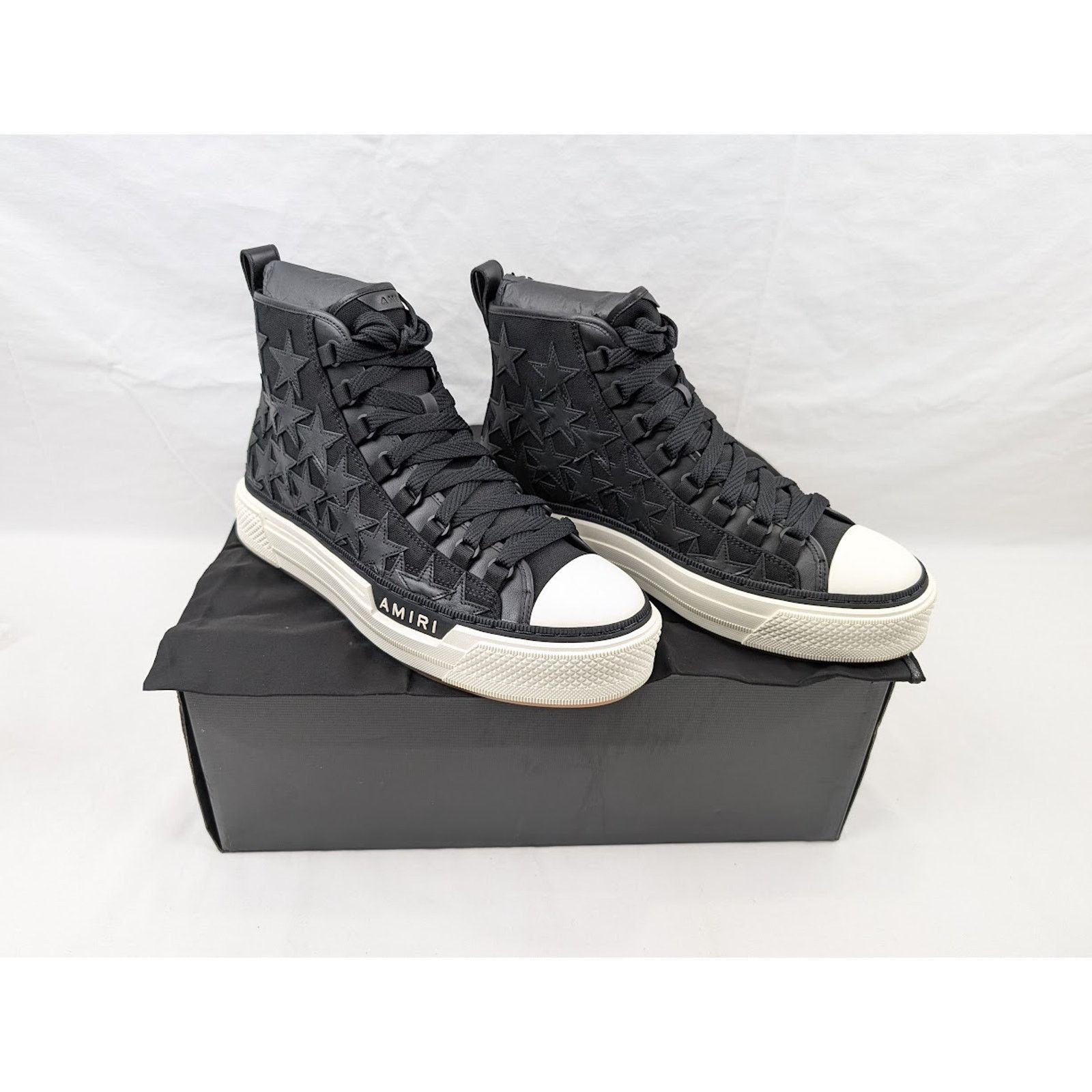 Amiri o1rshd1 Stars Court Hi-Top Sneakers in Black/White Size US 14 / EU 47 - 17 Thumbnail