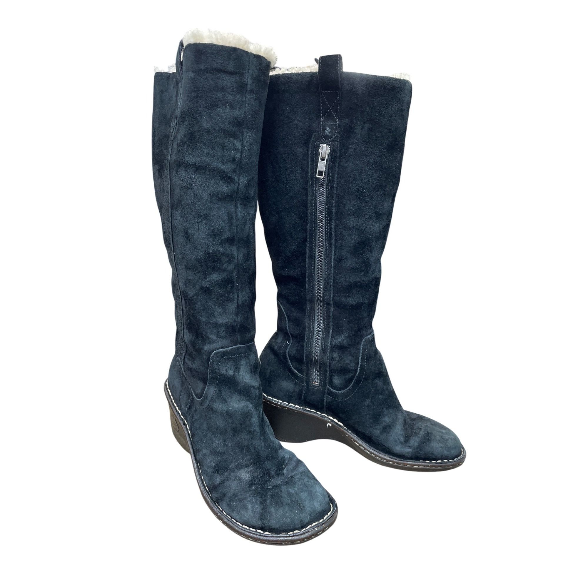 Ugg UGG Australia Womens Black Leather Sheep Lined Knee Winter B Size US 9 / IT 39 - 14 Thumbnail