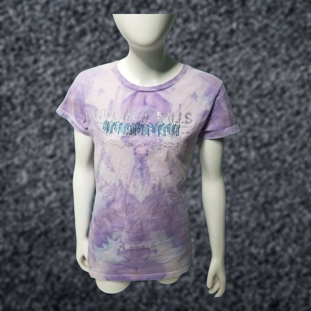 Vintage Womens L Niagara Falls Bling Tie Ice Dye Souvenir Travel T Shirt Calm Waters Size L / US 10 / IT 46 - 1 Thumbnail