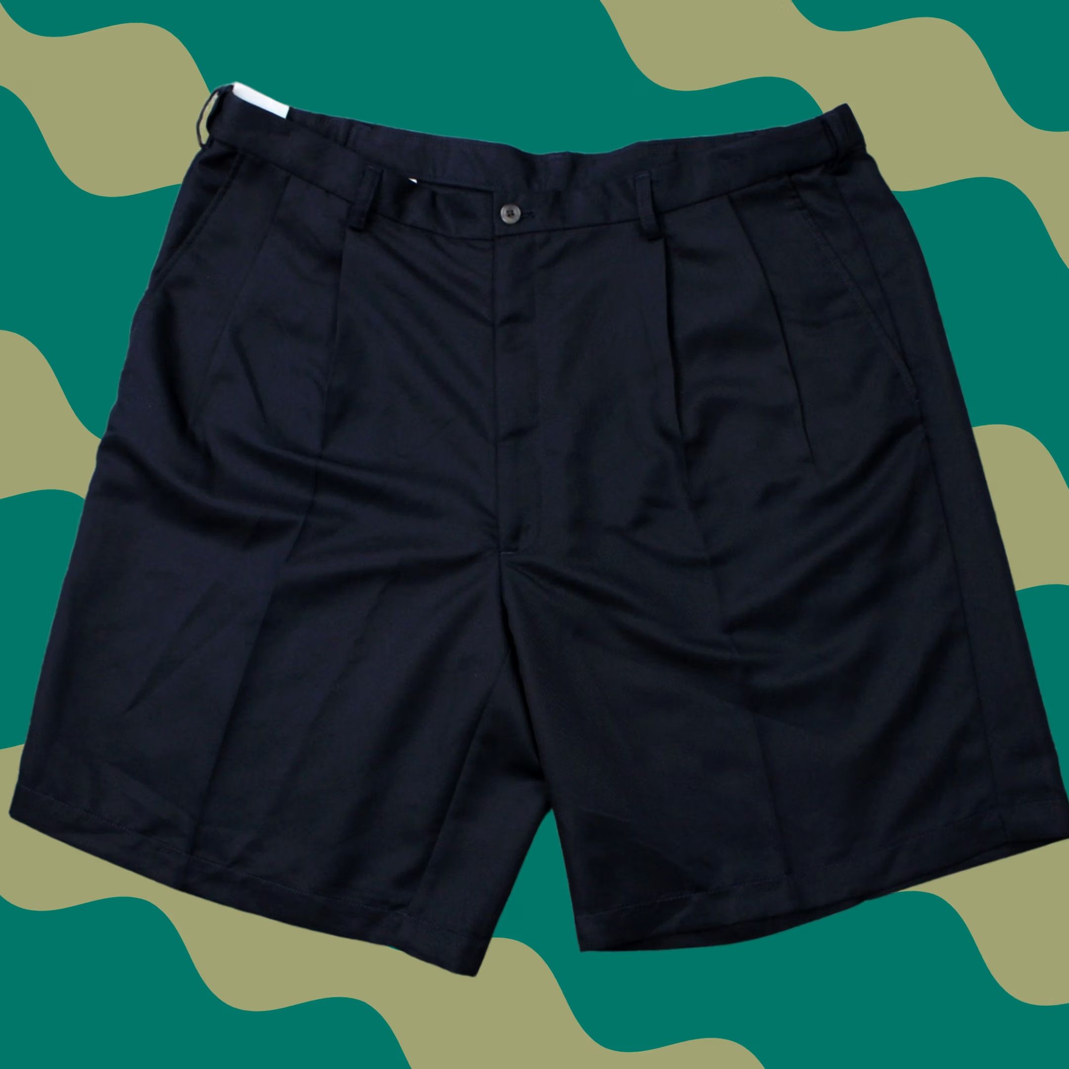 Haggar Haggar Mens 40 Blue Pleated 100% Polyester Bermuda Shorts NWT Inseam 10" Zip Pockets Flat Front Casual Golf Stretch Lightweight Size US 40 / EU 56 - 1 Thumbnail