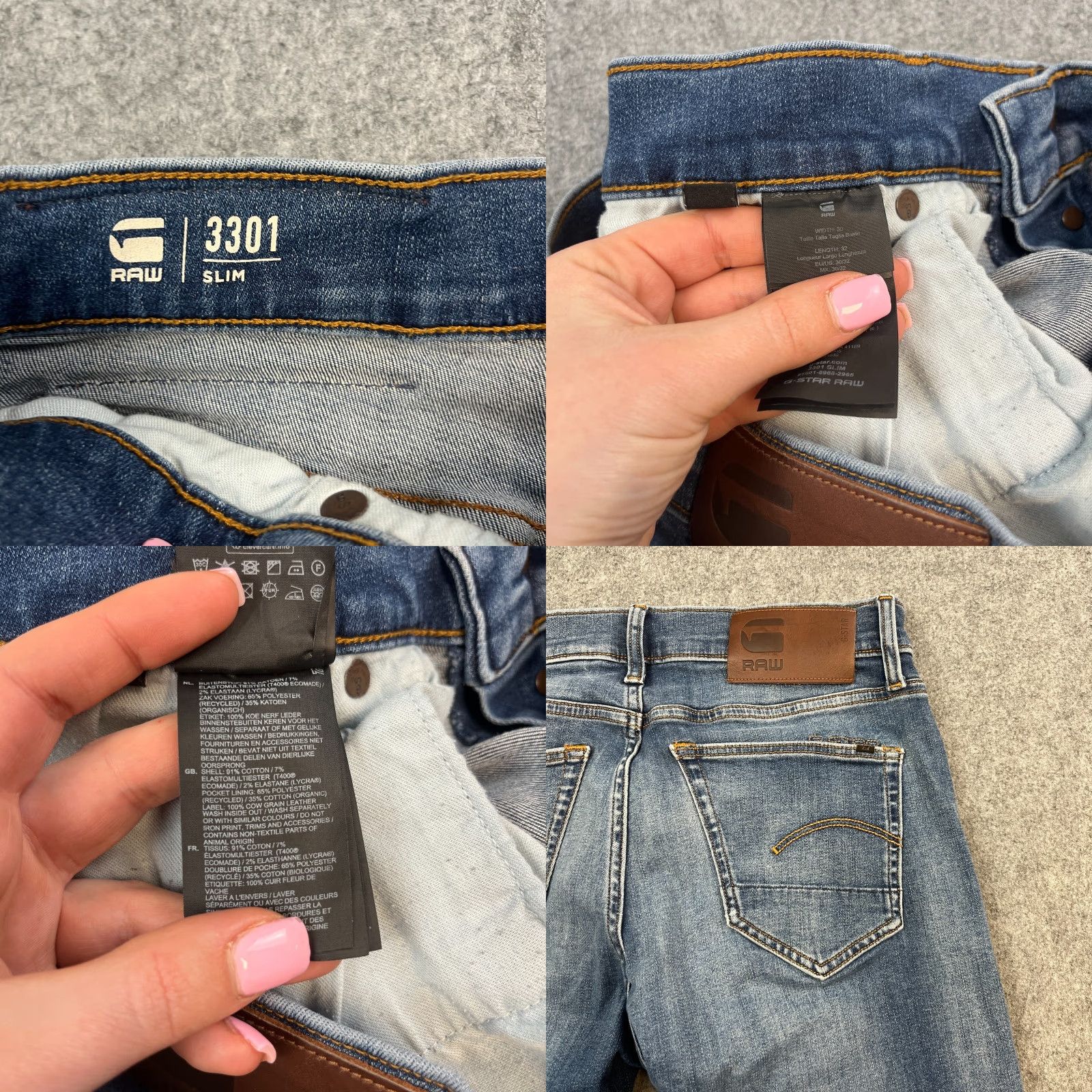 G-Star G-Star Jeans Slim Skinny 30 32 Medium Wash Blue Stretch Whiskers 3301 Mens Denim 5-Pocket Comfort Stretch Size US 30 / EU 46 - 8 Thumbnail