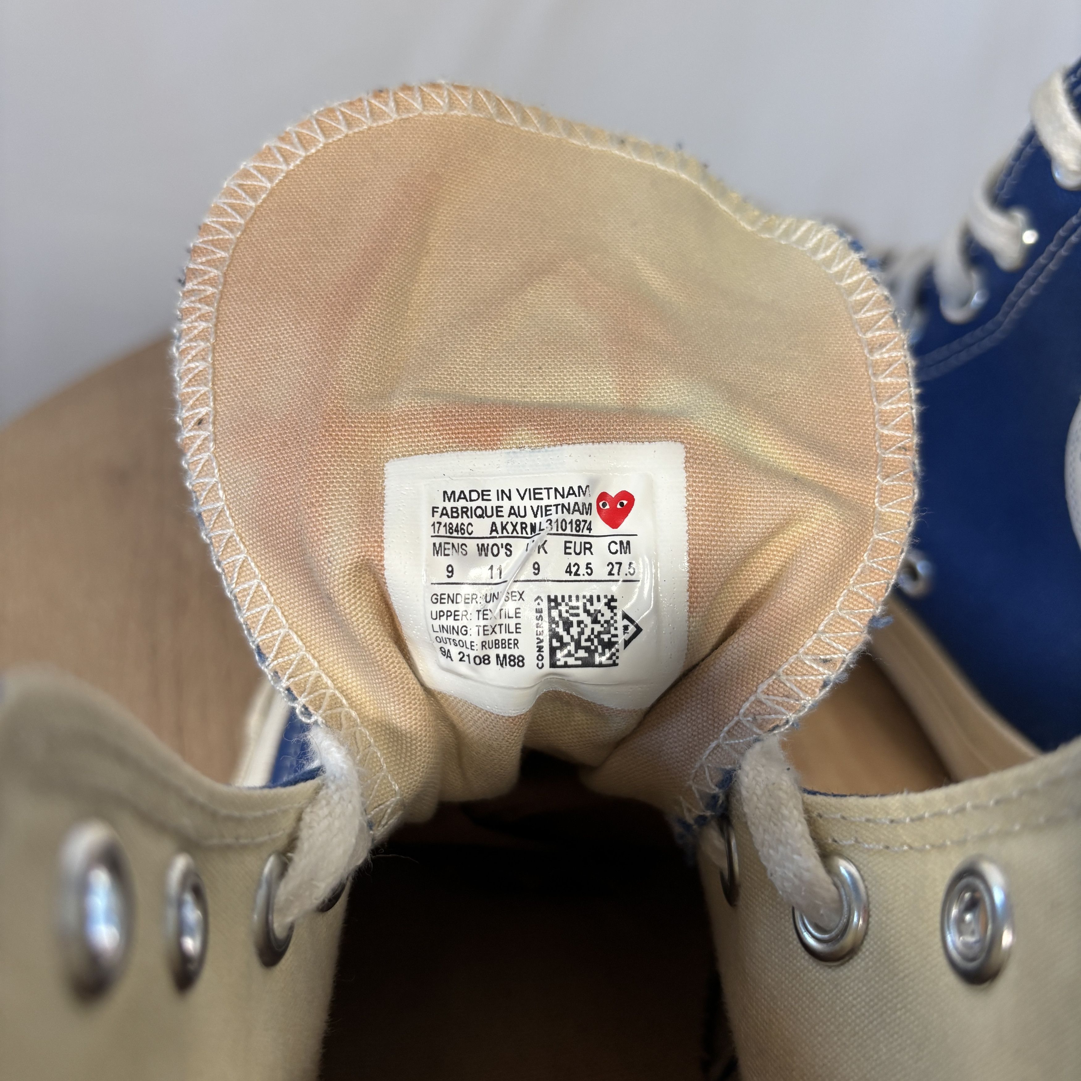 CDG by Comme des Garcons Converse x CDG Play Blue Chuck 70 Hi Tops 9M USED Size US 9 / EU 42 - 6 Thumbnail