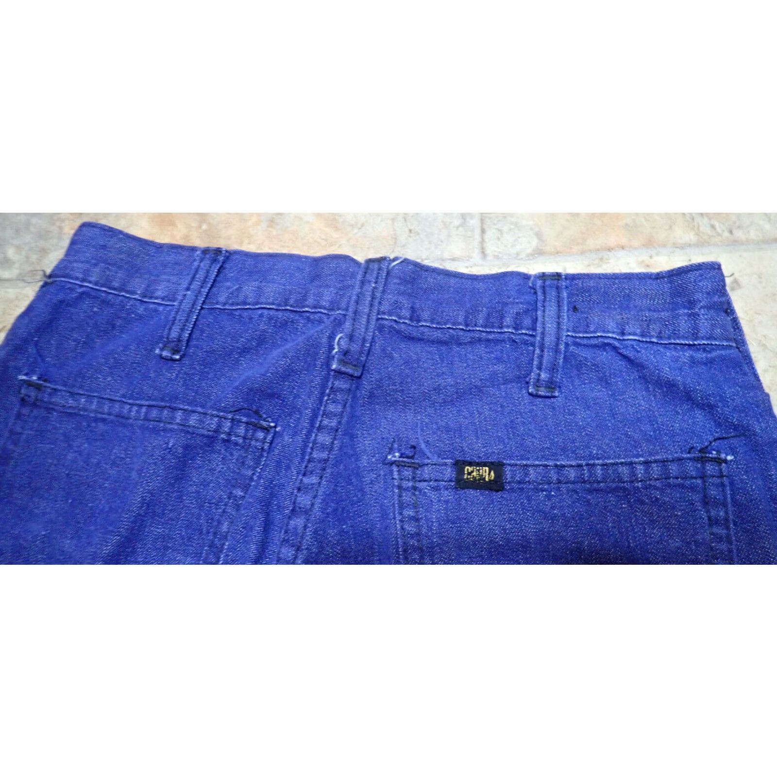 Bell VINTAGE Vintage 70s Flared Bell Bottom Blue Jeans 27x28 Anchor buttons US Flag Patriotic Size 24" / US 00 / IT 34 - 7 Thumbnail