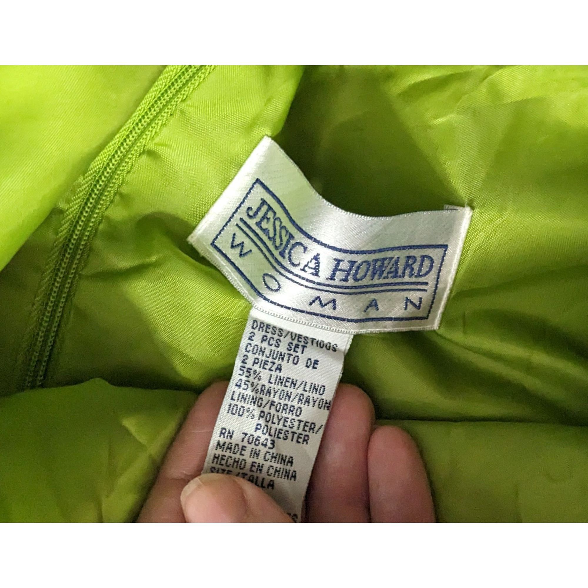 Other Vintage Jessica Howard Woman Green Floral Dress And Jacket S Size XL / US 12-14 / IT 48-50 - 7 Thumbnail