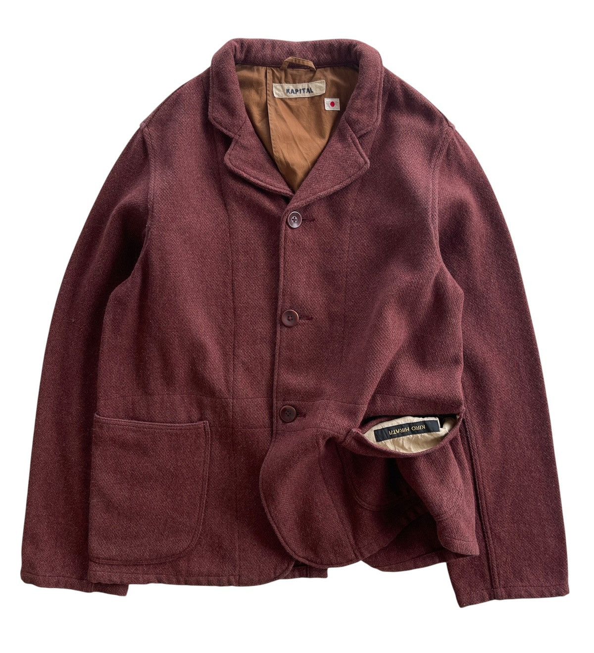 Kapital Kapital Burgundy Ripstop Hospital Wool Jacket Size US L / EU 52-54 / 3 - 2 Thumbnail