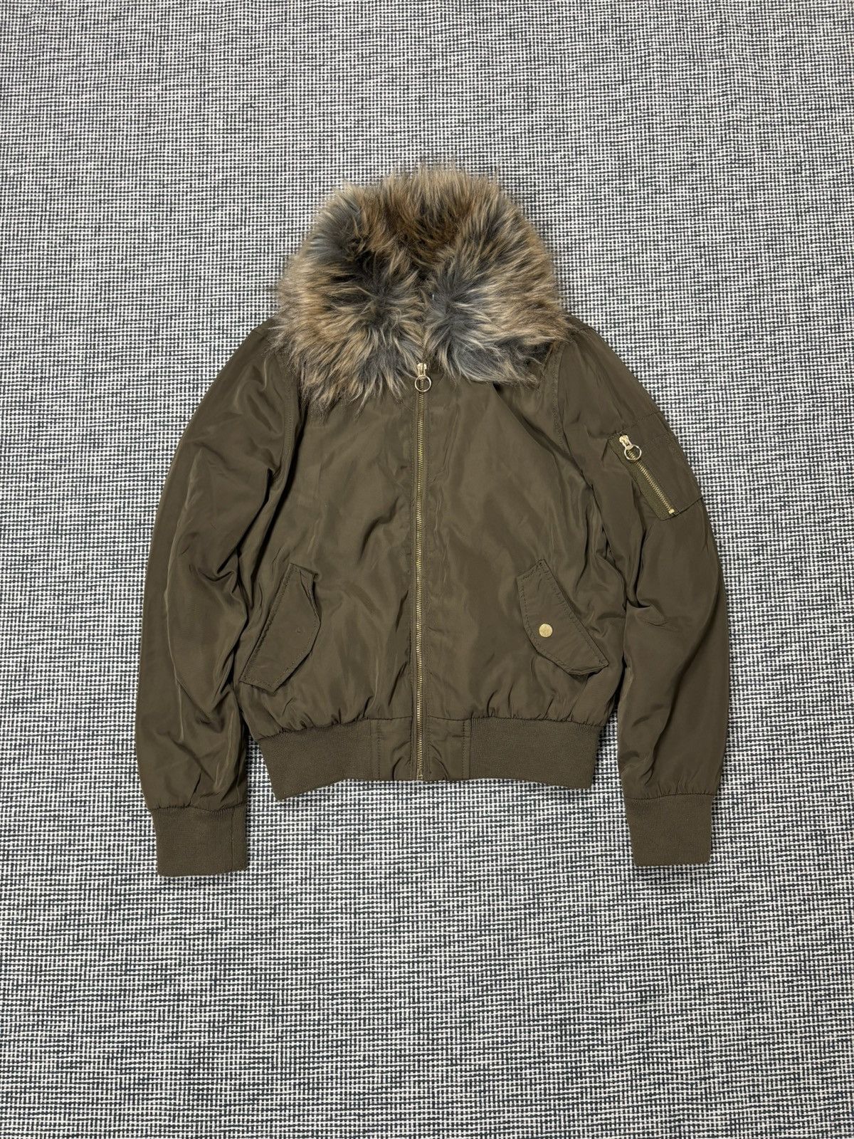 Japanese Brand Faux fur collar flyer bomber jacket ma-1 harajuku style Size S / US 4 / IT 40 - 1 Thumbnail