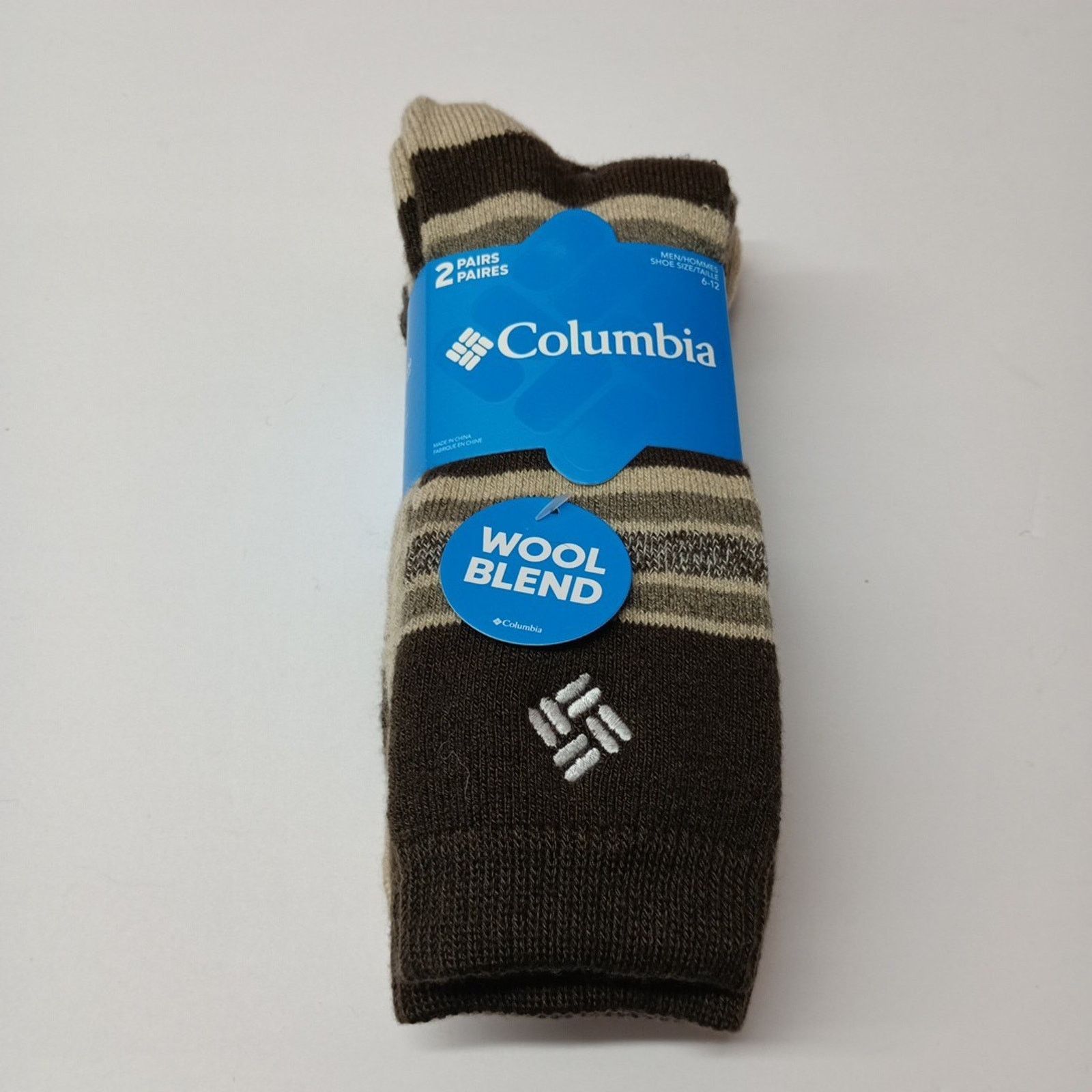 Columbia Columbia 2 Pack Brown Striped Wool Crew Socks Mens Size 6-12 Size ONE SIZE - 1 Thumbnail