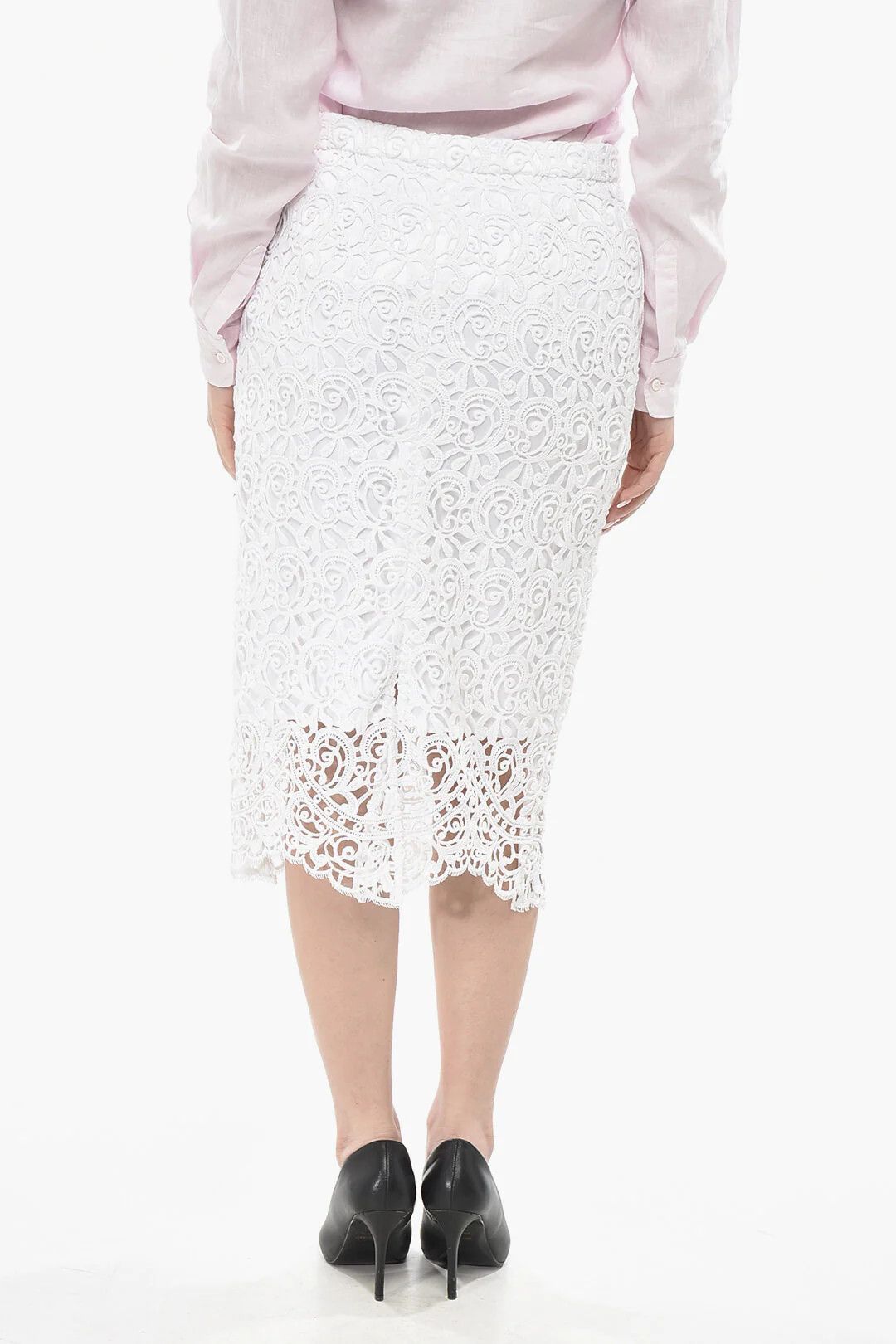 Burberry og1mm0426 Broderie Anglaise Midi Skirt in White Size 27" / US 4 / IT 40 - 2 Thumbnail