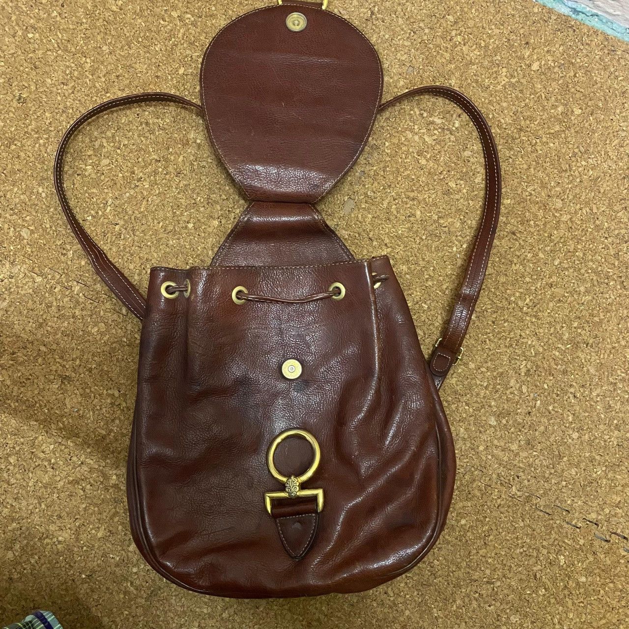 Handmade Texier Vintage Leather Backpack w/ Matching Mini Pouch — Size ONE SIZE - 8 Thumbnail