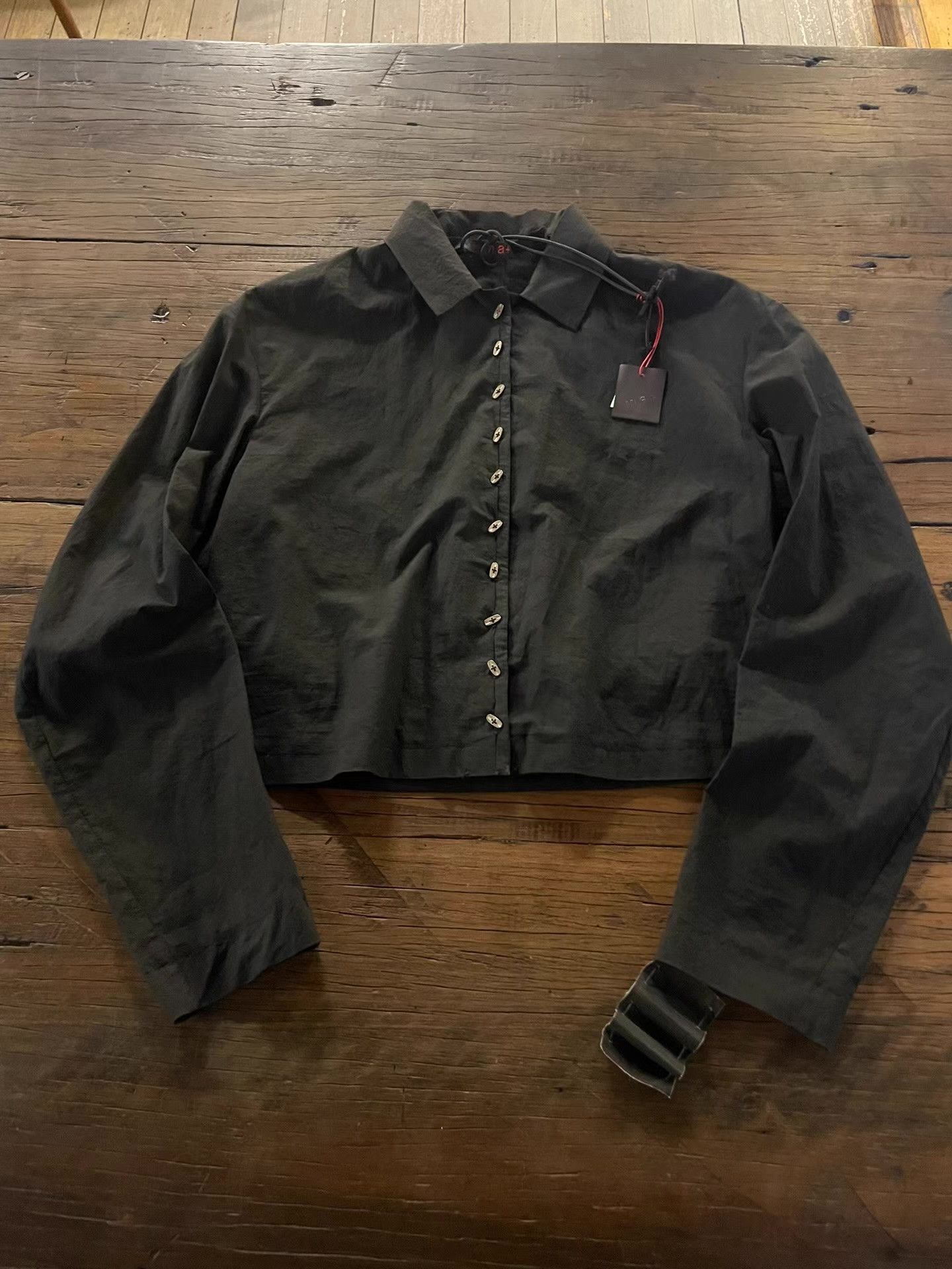 Ma+ m.a+ FW24 Women's Black Wide Cropped Shirt Ｑ25 Size S / US 4 / IT 40 - 1 Thumbnail