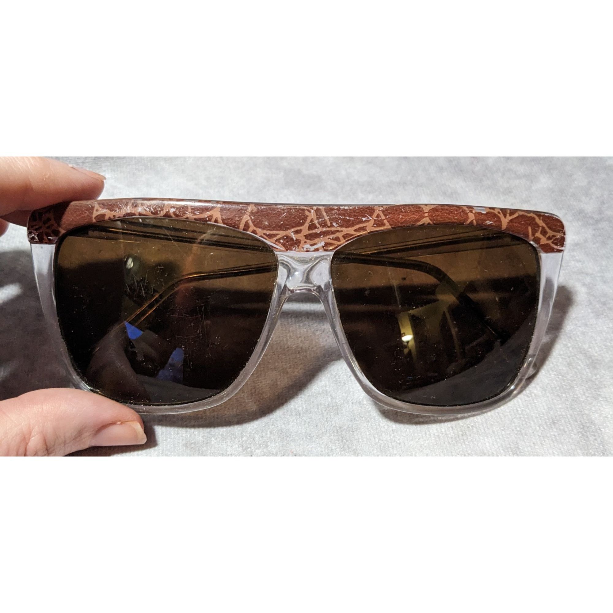 Other Clear And Brown Retro Chunky Korean Sunglasses Size ONE SIZE - 3 Thumbnail