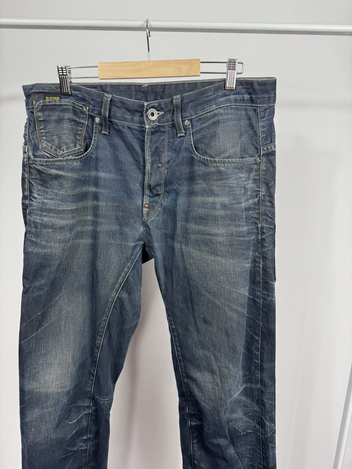 G-Star G-Star RAW 3301 Dark Wash Distressed Denim Jeans Regular Fit Size US 36 / EU 52 - 11 Thumbnail