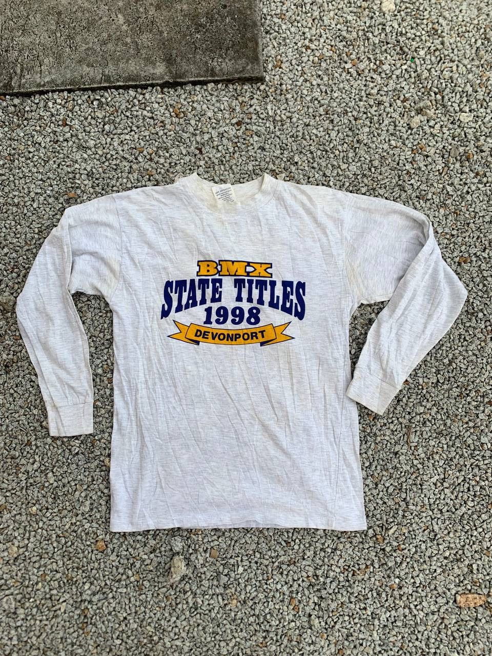image of Bicycle x Sidi Motorcycle Boots Vintage Longsleeve Bmx State Titles 1998 Devonport in White (Size M