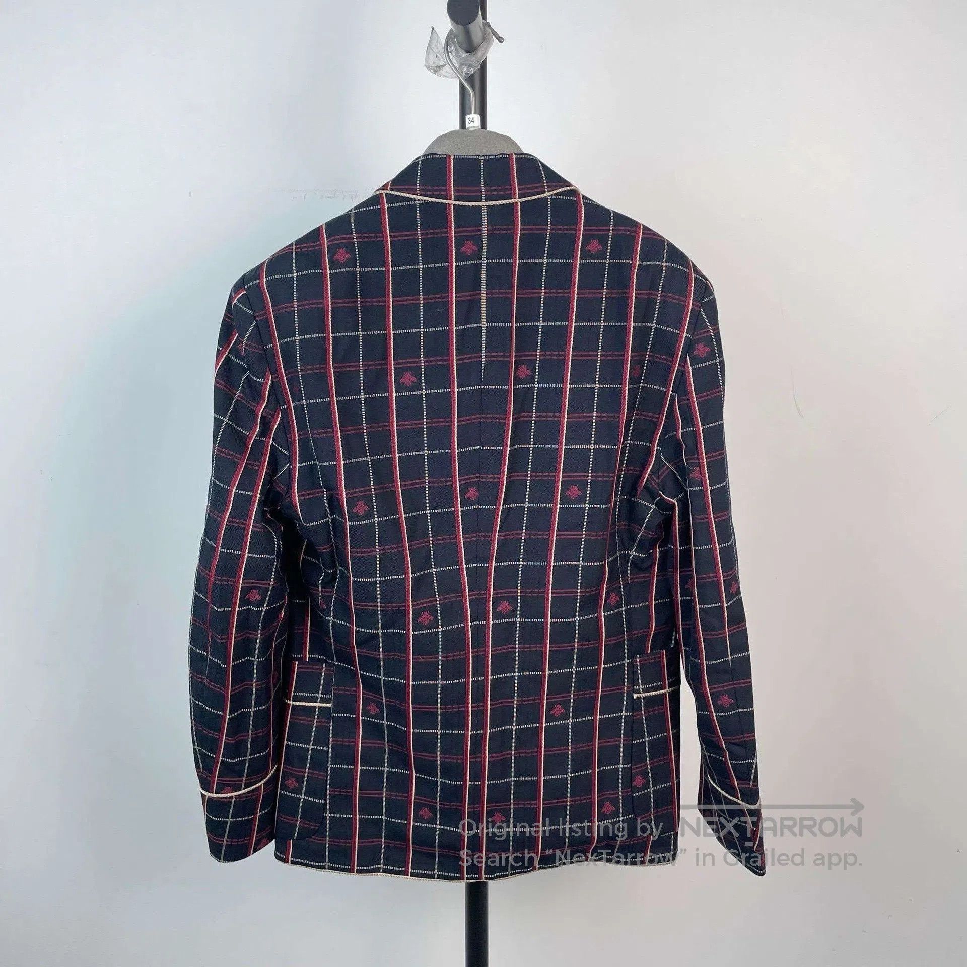 Gucci Guicci Deep blue checkered bee full print suit jacket| Size US S / EU 44-46 / 1 - 2 Thumbnail