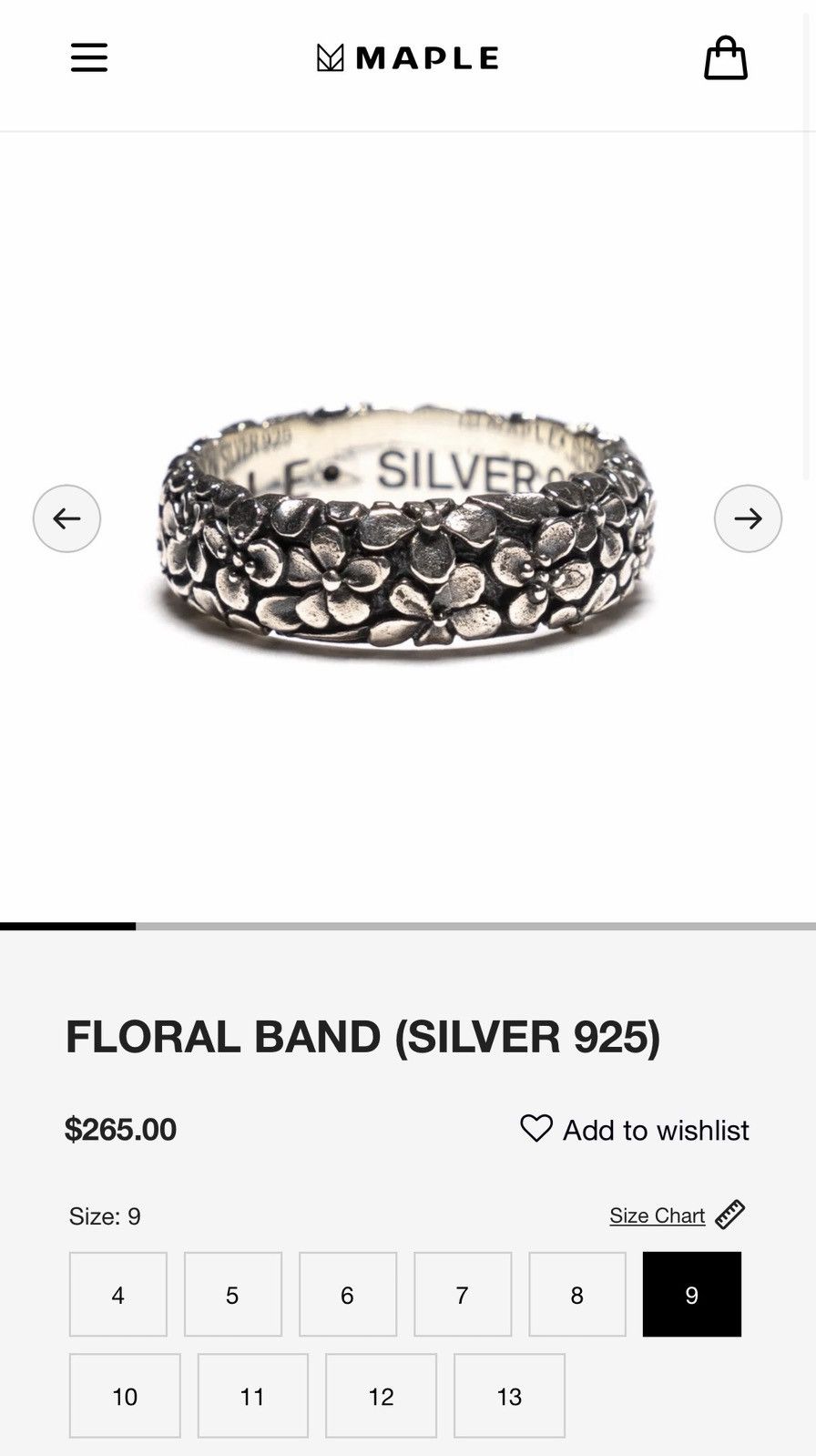 Other MAPLE Floral Band Ring (Silver 925) Size ONE SIZE - 1 Thumbnail