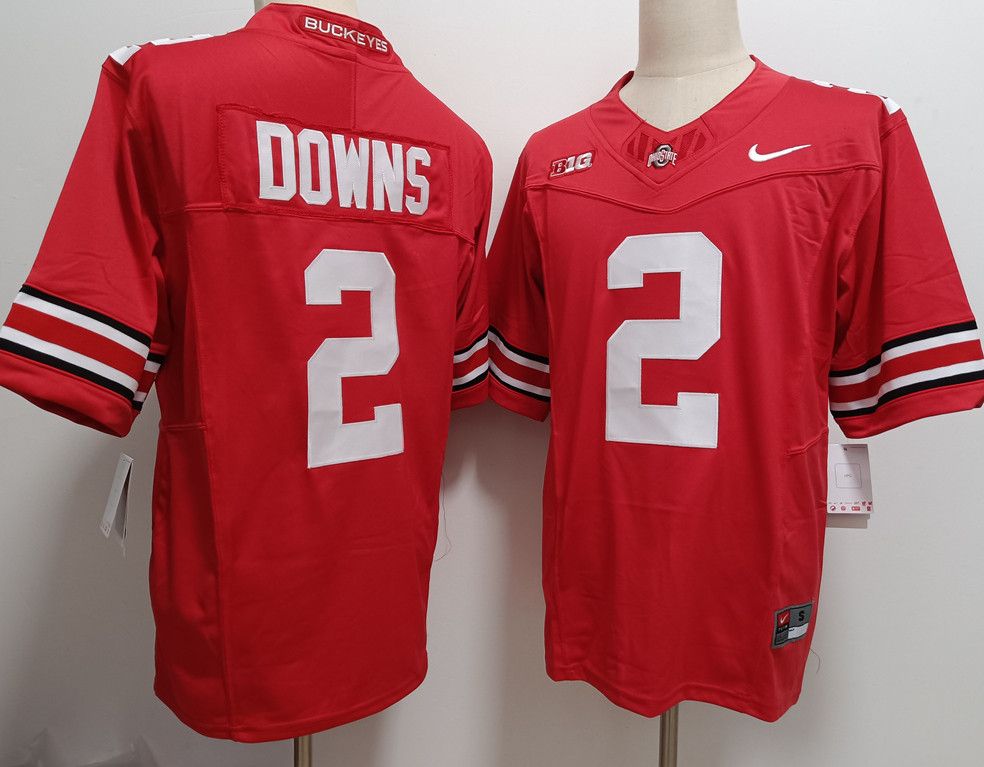 Men's Ohio State Buckeyes #2 Caleb Downs Red Jersey