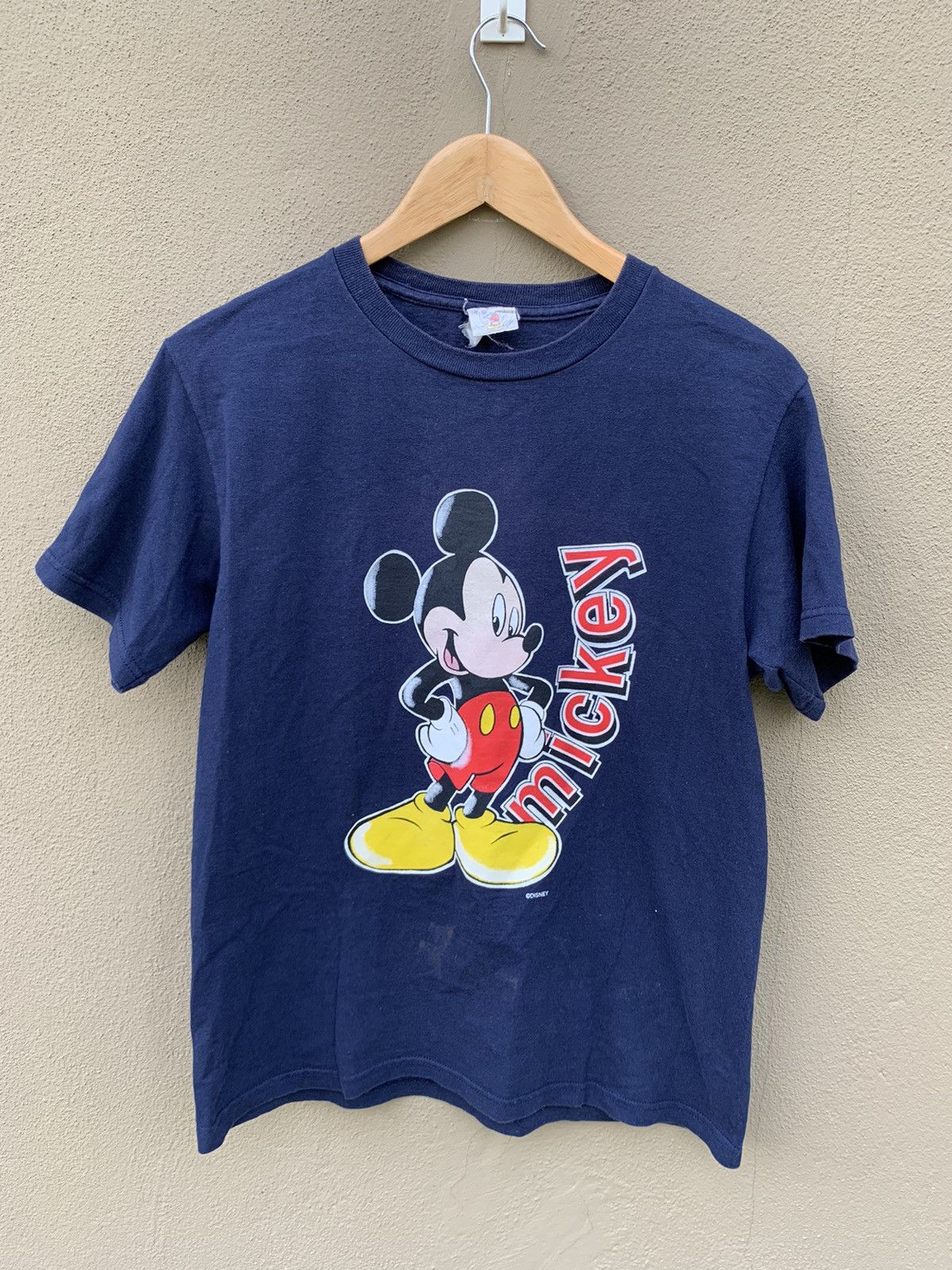 image of Disney x Mickey Mouse Y2K Vintage Mickey Mouse Tee Printed Tee in Navy, Men's (Size Small)