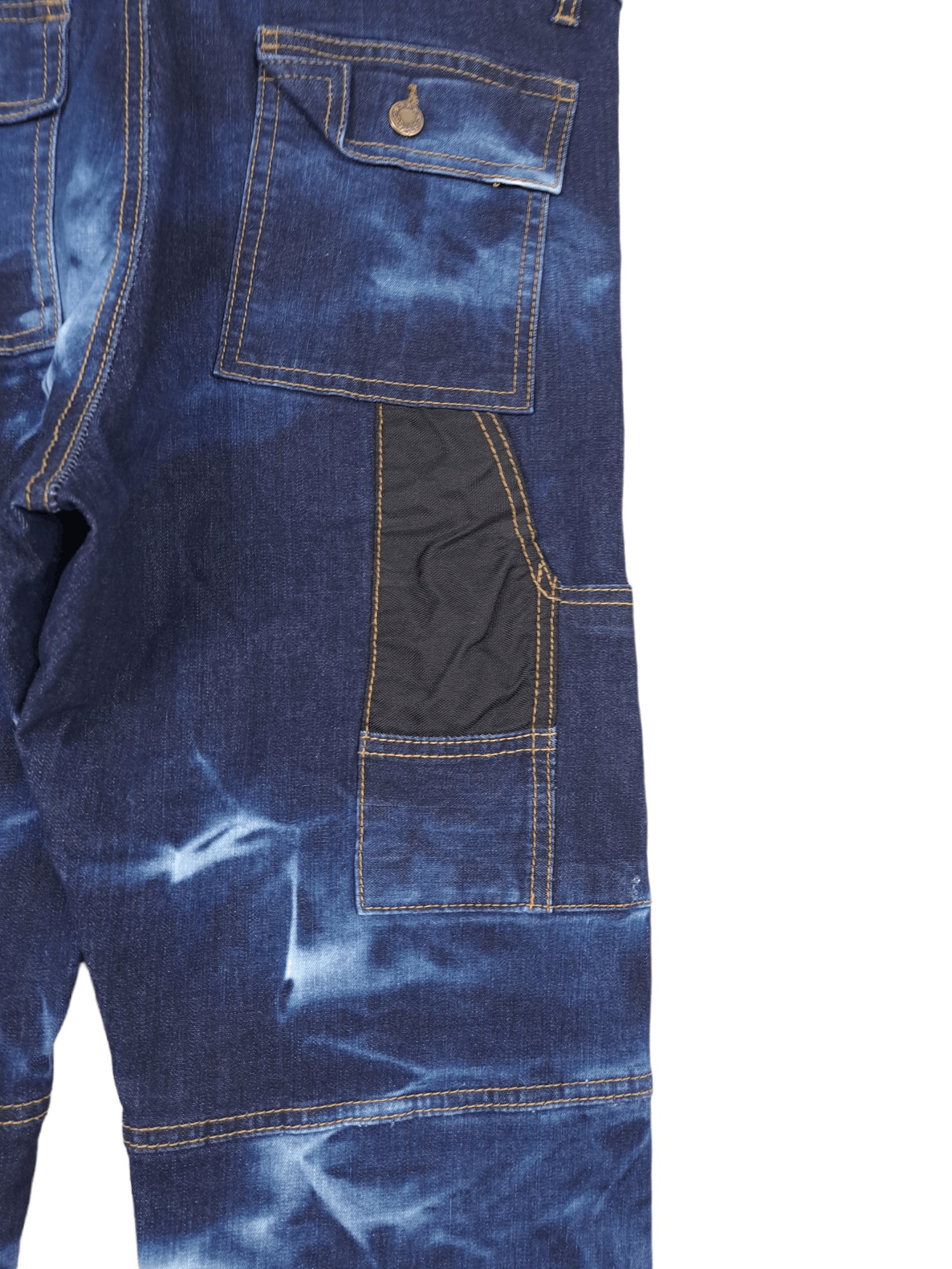 Japanese Brand 💎 Crazy Vintage 32/30 Y2K Bleached Blue Carpenter Jeans Size US 32 / EU 48 - 9 Thumbnail