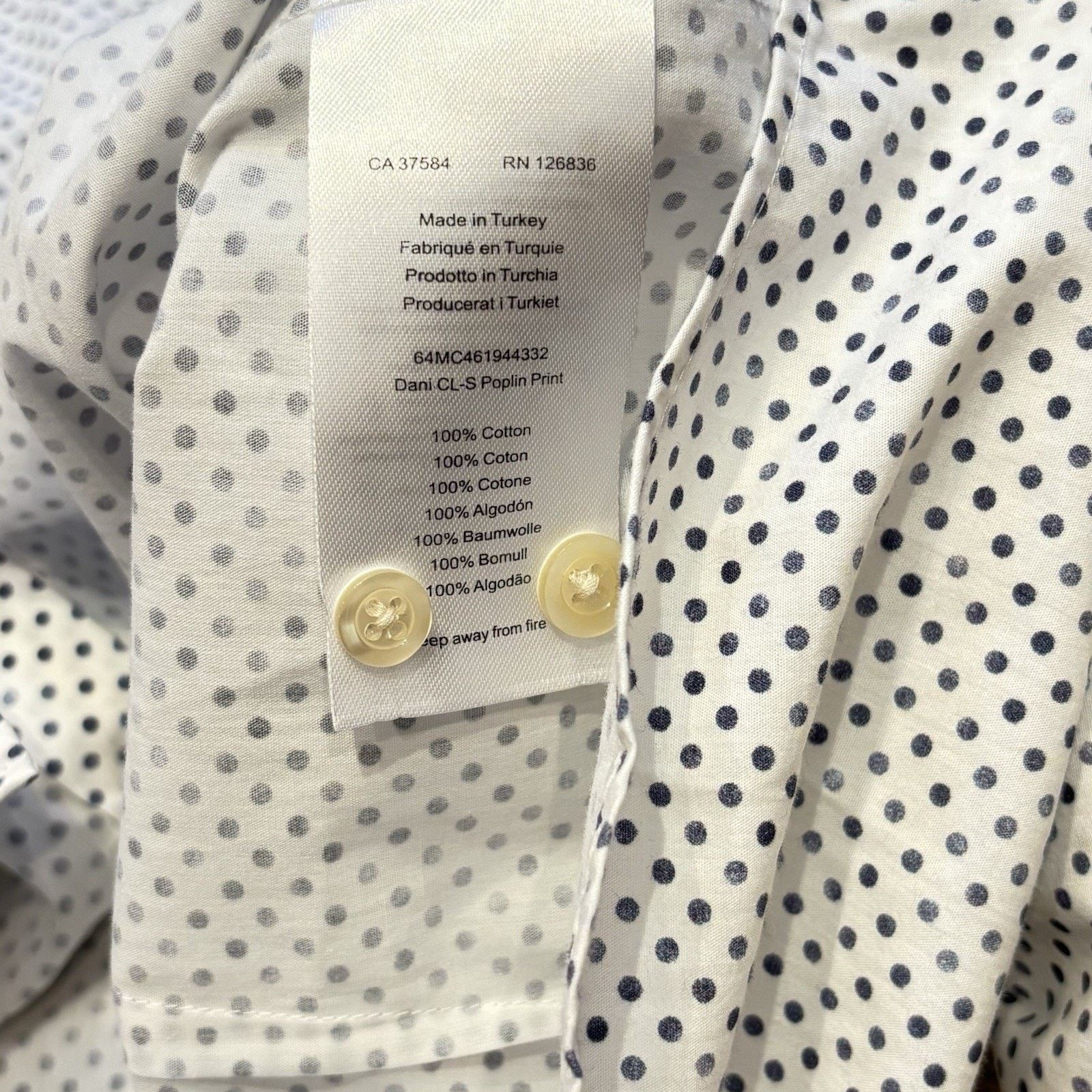 J.Lindeberg J.Lindeberg Slim Fit Men's Medium White Blue Micro Polka Dot Size US M / EU 48-50 / 2 - 7 Thumbnail