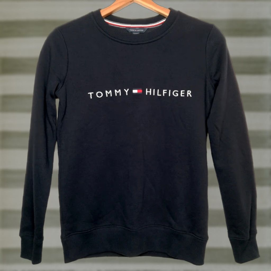 Tommy Hilfiger Tommy Hilfiger Sweatshirt Women XXS Navy Blue Embroidered Crew Neck Preppy New Size XXS / US 00 / IT 34 - 1 Thumbnail
