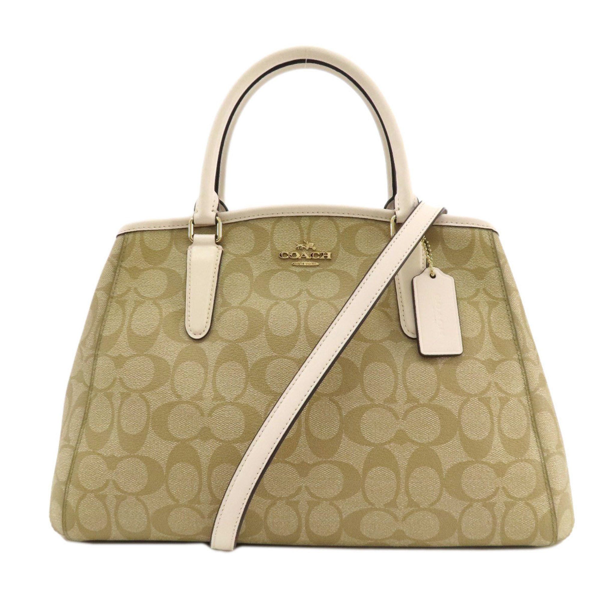 image of Coach F58310 Signature Handbag Pvc Women's Coach in Beige