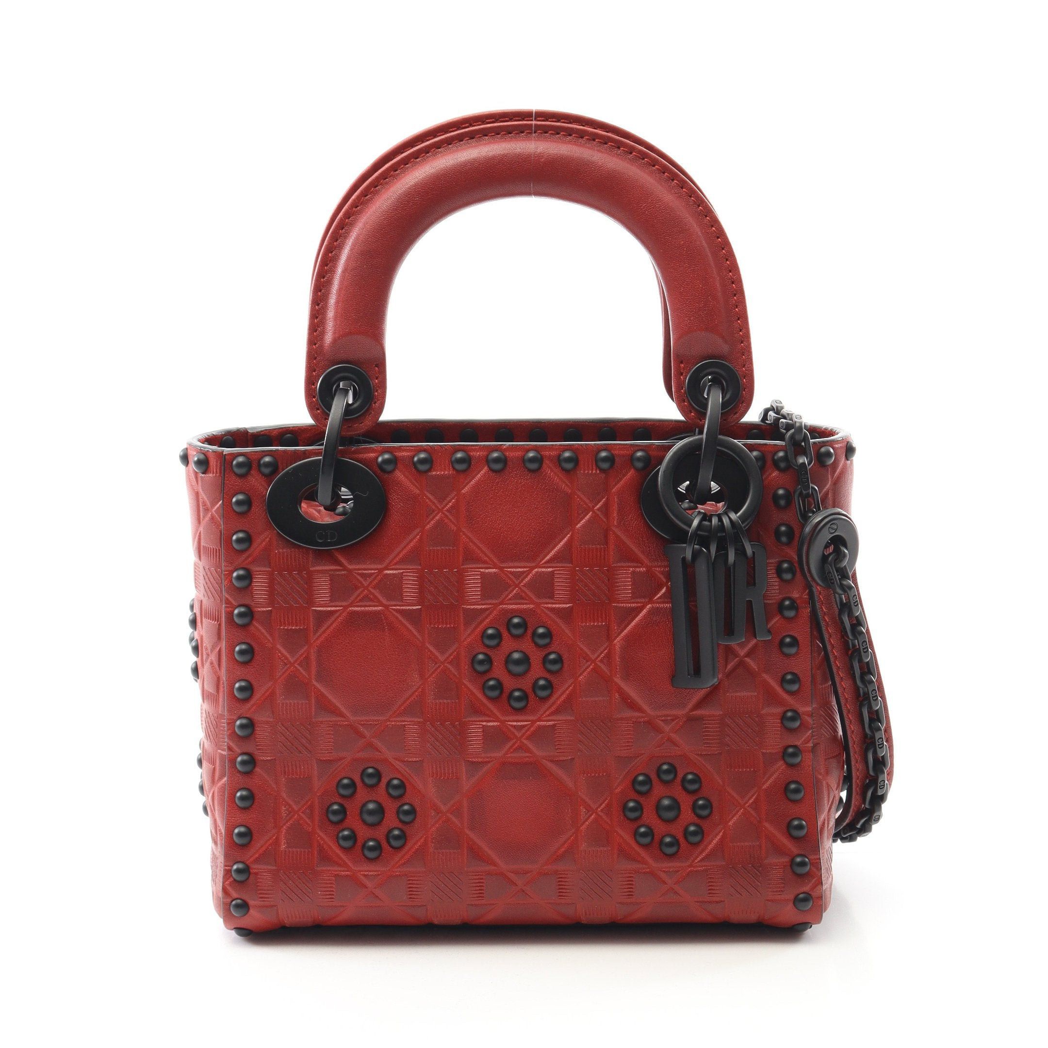 Dior Dior Lady Dior Mini Handbag Leather Red Size ONE SIZE - 1 Thumbnail