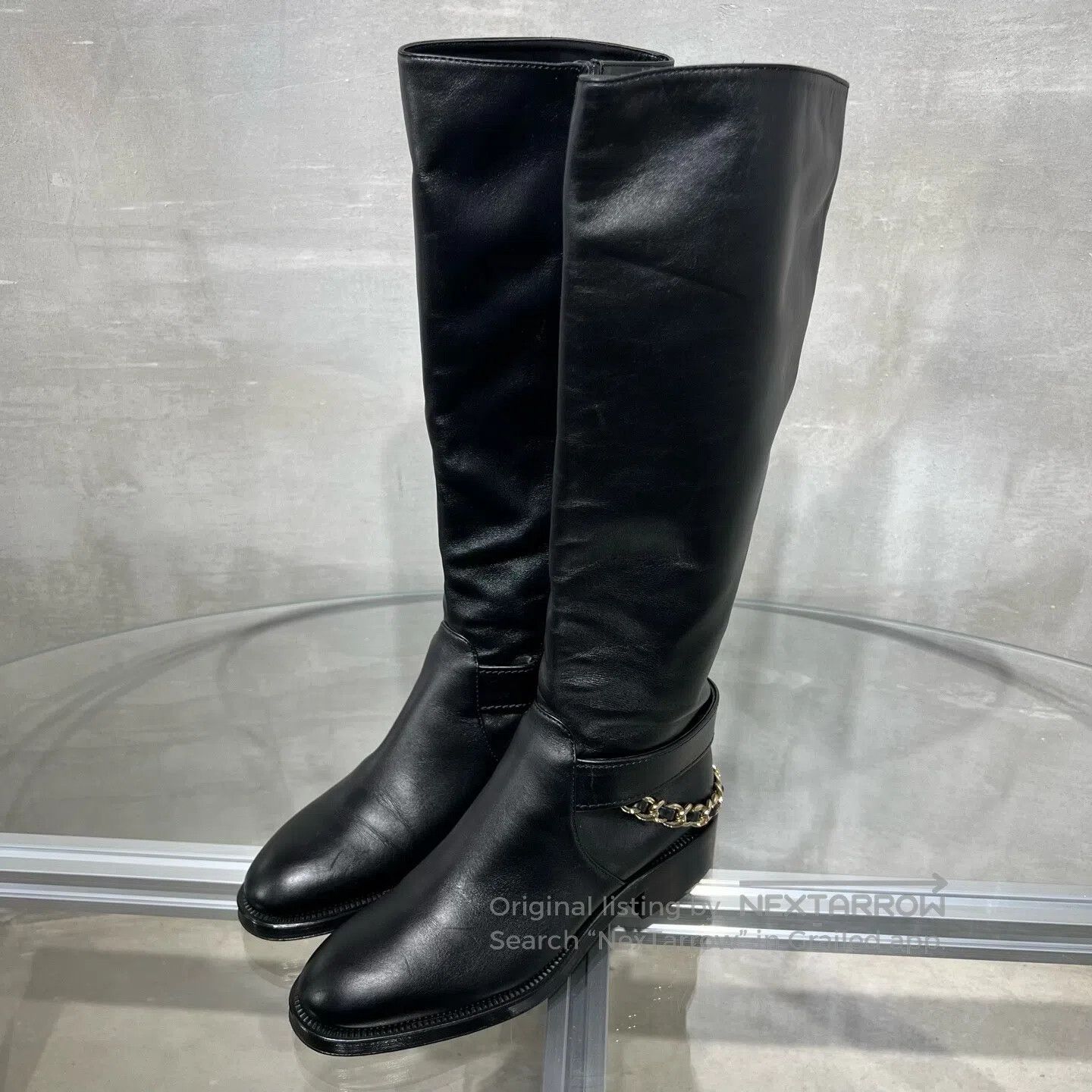 Chanel Chanel Black and Gold Double-C Chain Knight Boots, Long St Size US 4.5 / IT 34.5 - 1 Thumbnail