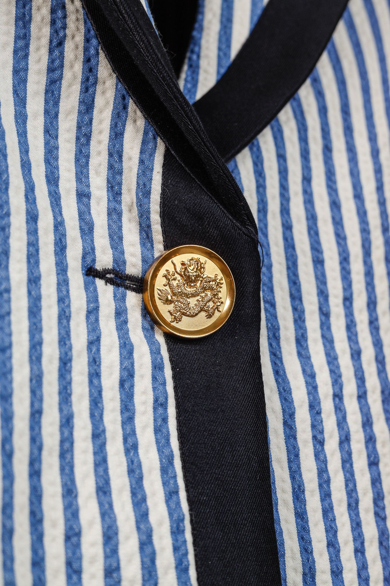 SMYTHE Smythe Blue Seersucker Striped Taped Peak Lapel Blazer Size M / US 6-8 / IT 42-44 - 9 Thumbnail
