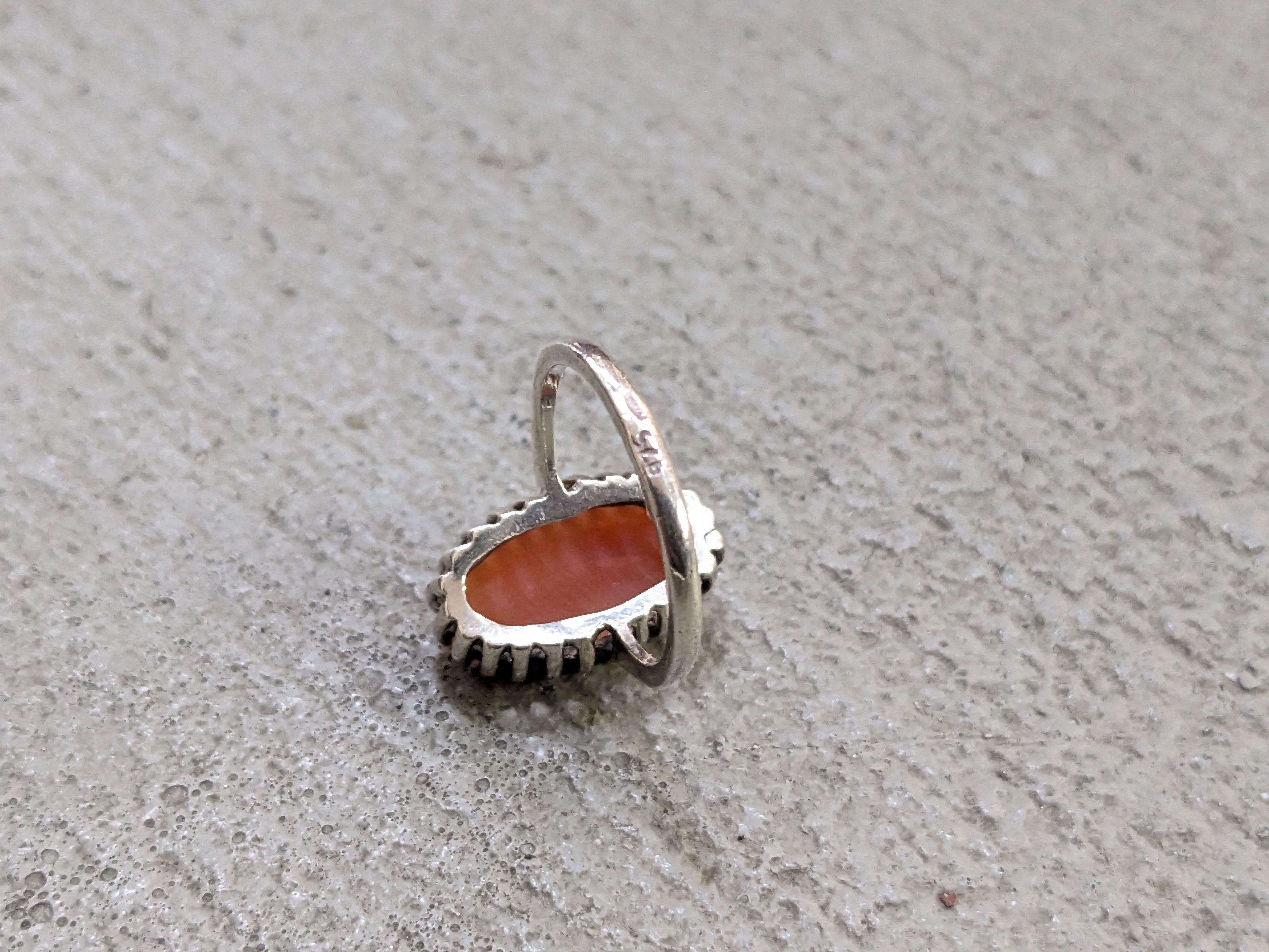 Jewelry Vintage Sterling Silver Cameo Ring Antique Oval Lady Size ONE SIZE - 7 Thumbnail