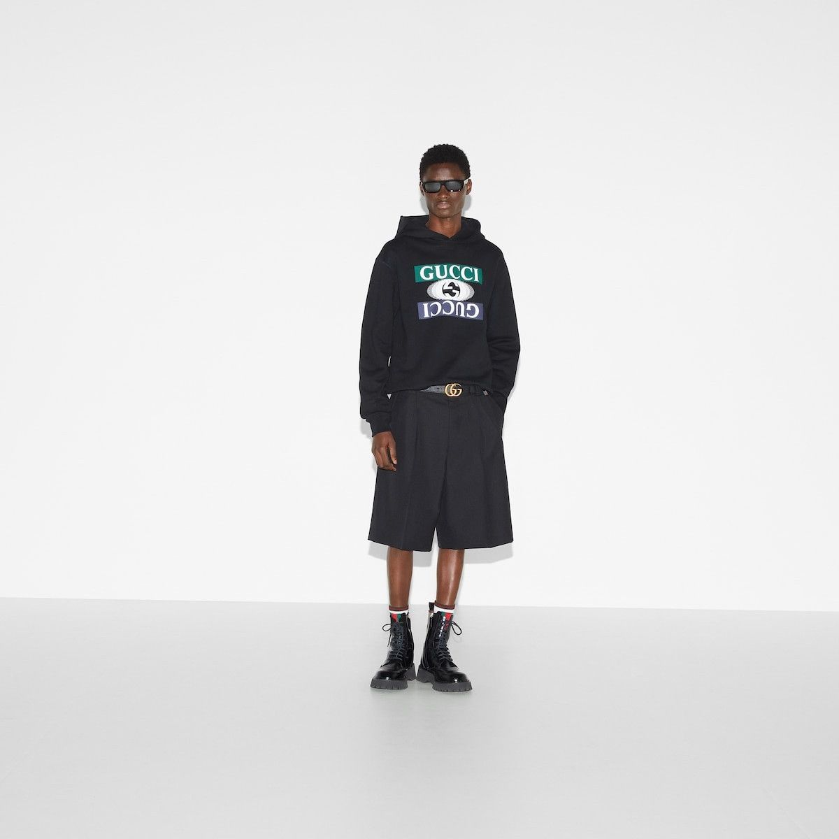 Gucci o1s1wg110925 Cotton Jersey Hooded Sweatshirt in Black Size US XL / EU 56 / 4 - 2 Thumbnail