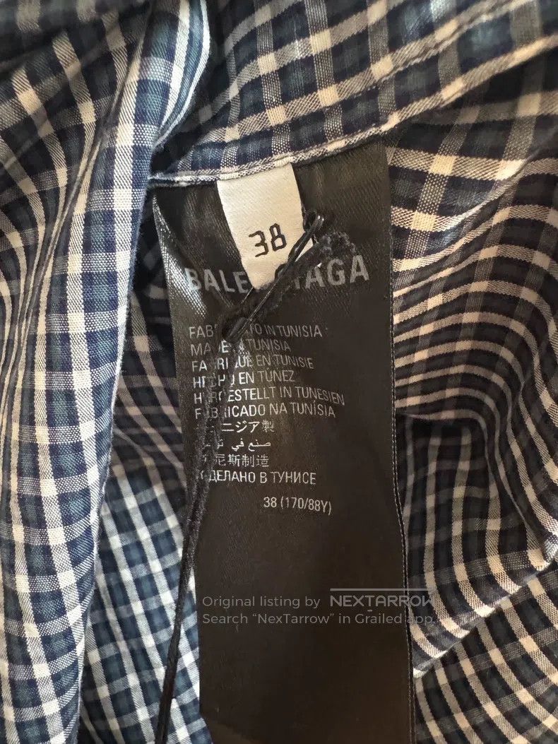 Balenciaga Balenciaga Embroidered BB long-sleeve blue and white plaid Size XS / US 0-2 / IT 36-38 - 8 Thumbnail