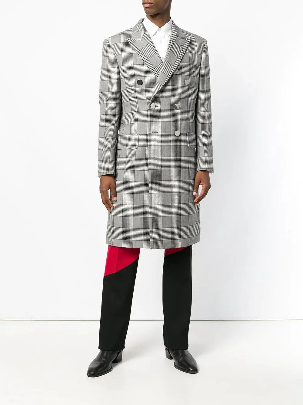 Calvin Klein 205W39NYC EU48 Iconic Raf Houndstooth Check Stripe Long Wool Coat FW18 Size US M / EU 48-50 / 2 - 19 Thumbnail