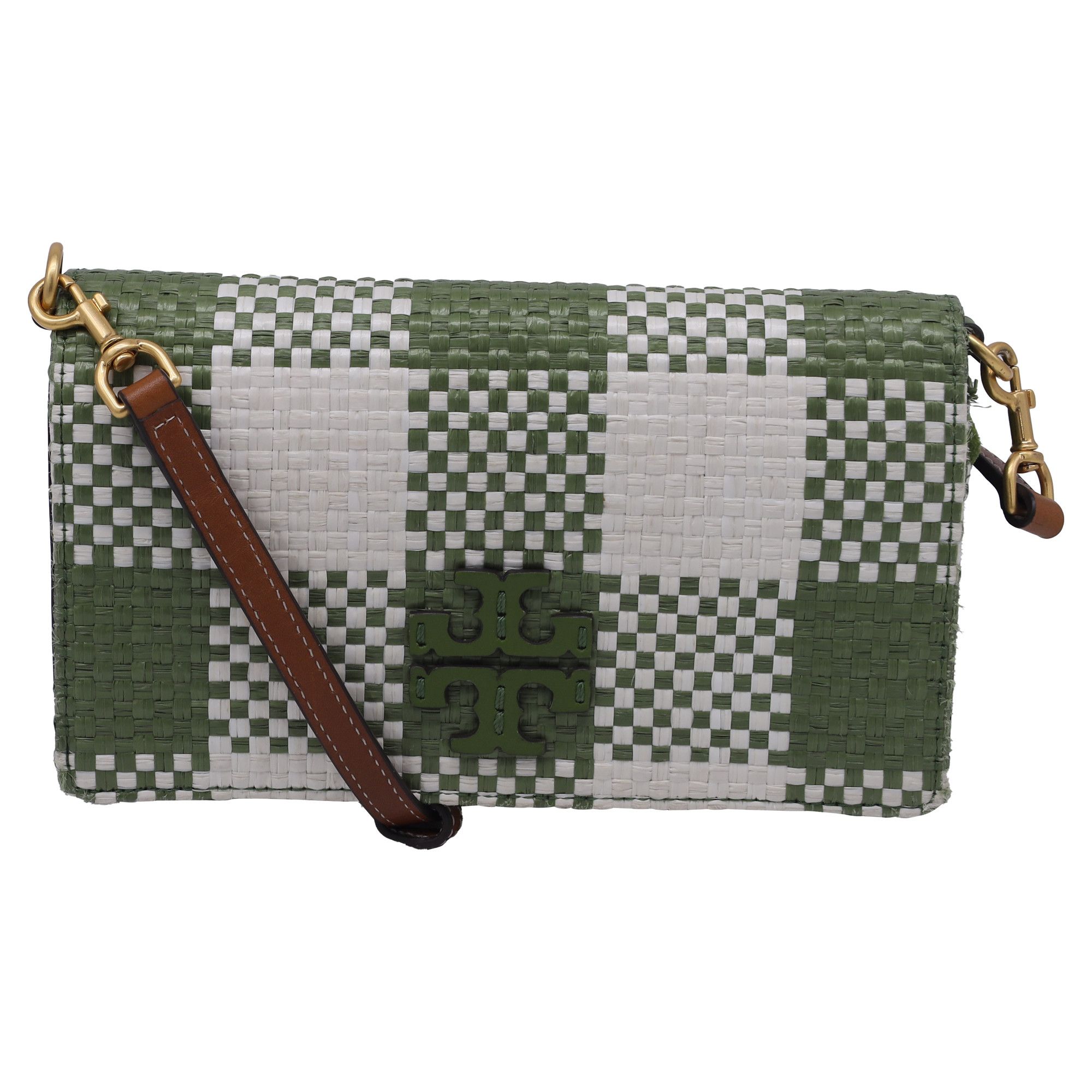 Tory Burch Tory Burch McGraw Woven Crossbody Bag in Green Leather Size ONE SIZE - 1 Thumbnail