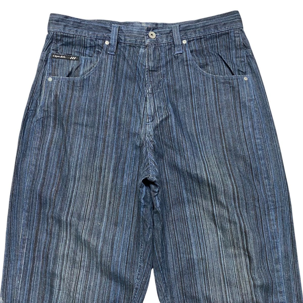 Japanese Brand Japanese Brand OPEN DICH Pinstripe Denim Baggy Jeans Size US 33 - 3 Thumbnail
