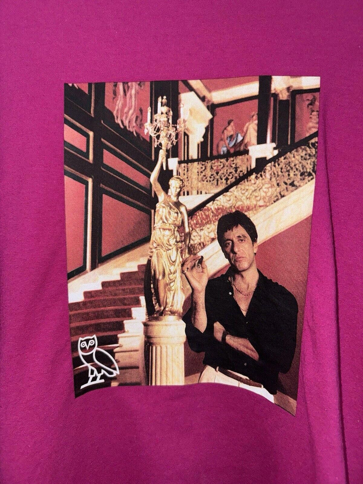 Designer OVO Scarface Fuchsia Pink Drake Tony Montana T Shirt Sz L Size US L / EU 52-54 / 3 - 3 Thumbnail