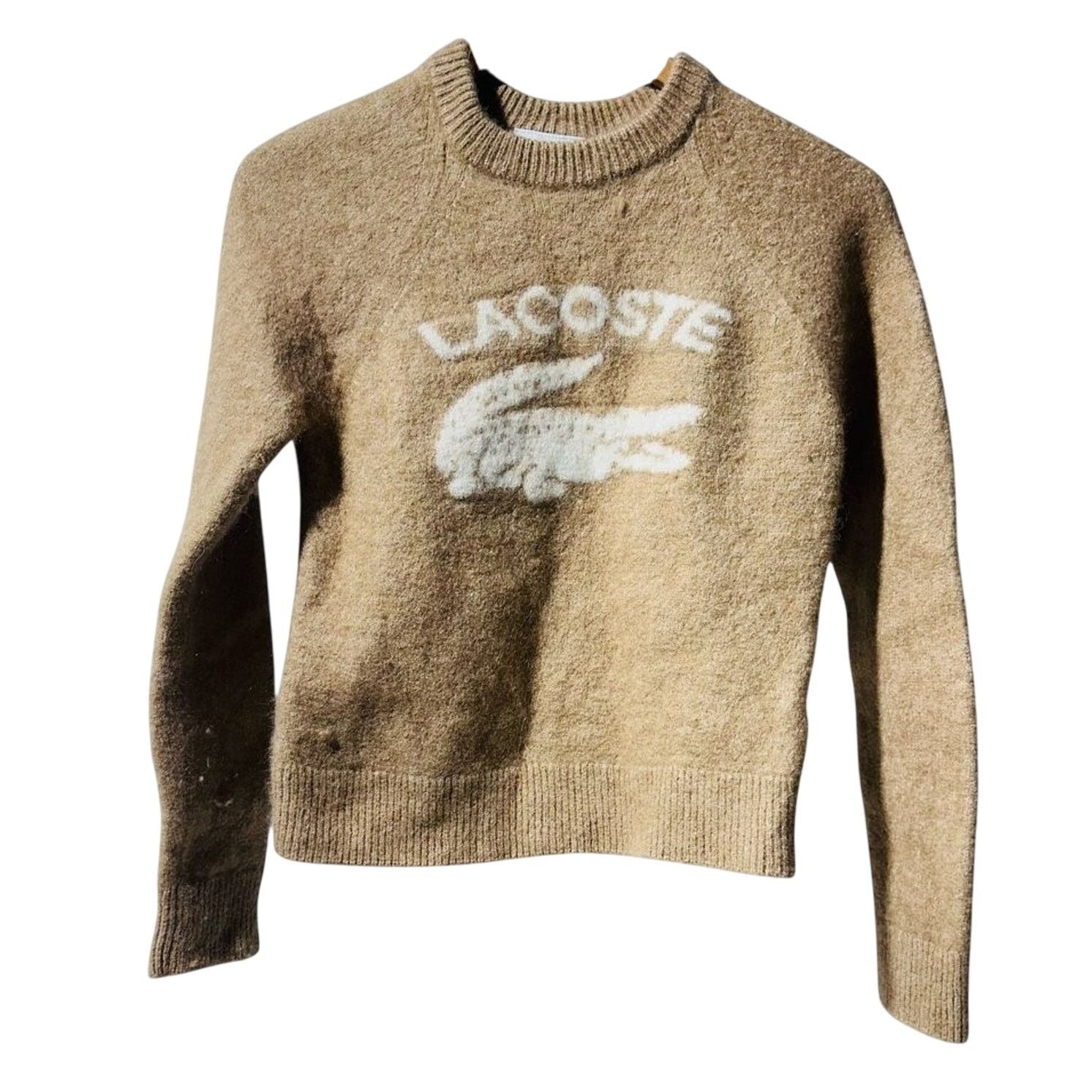 Lacoste Lacoste Tan Wool Blend Logo Crewneck Sweater Size S / US 4 / IT 40 - 1 Thumbnail