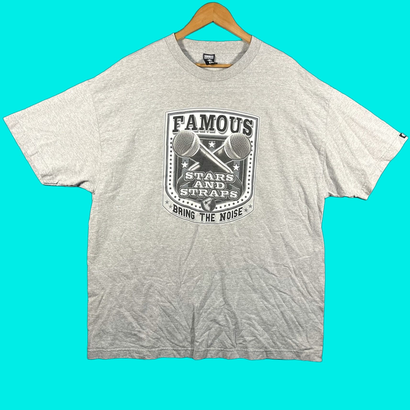 Barker VINTAGE Famous Stars & Straps T-Shirt Men 2XL Gray Graphic Print Crew Neck Short Sleeve Band Rock 90s Musi c Size US XXL / EU 58 / 5 - 1 Thumbnail
