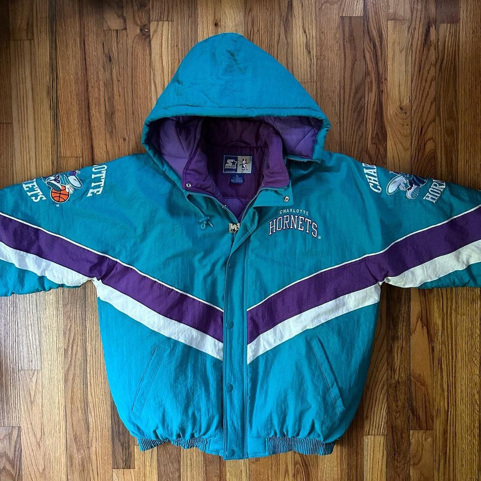 Vintage 90s Starter Charlotte Hornets Full Zip Jacket NBA XL