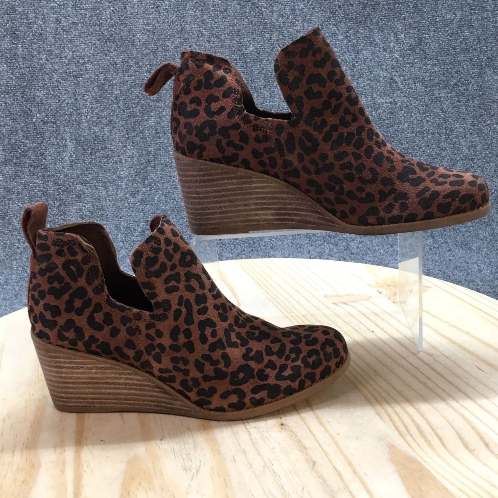 Toms Toms Boots Womens 6.5 Kallie Bootie Brown Leopard Print Ankle Top Wedge 10017538 Size M / US 6-8 / IT 42-44 - 2 Thumbnail
