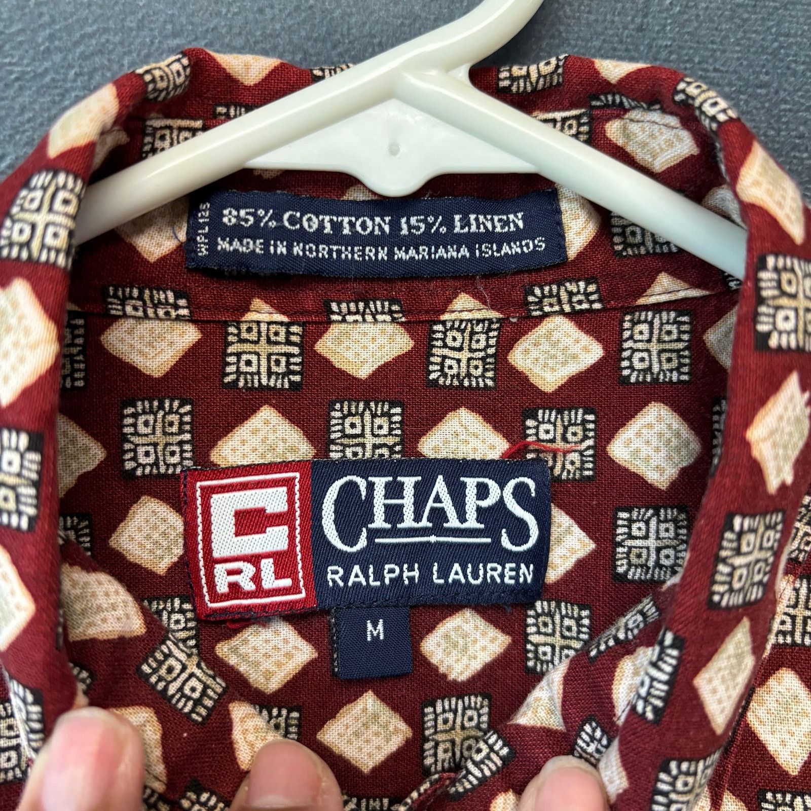 Chaps Ralph Lauren Ralph Lauren Chaps Shirt Linen Blend Geometric Pattern Size US M / EU 48-50 / 2 - 5 Thumbnail