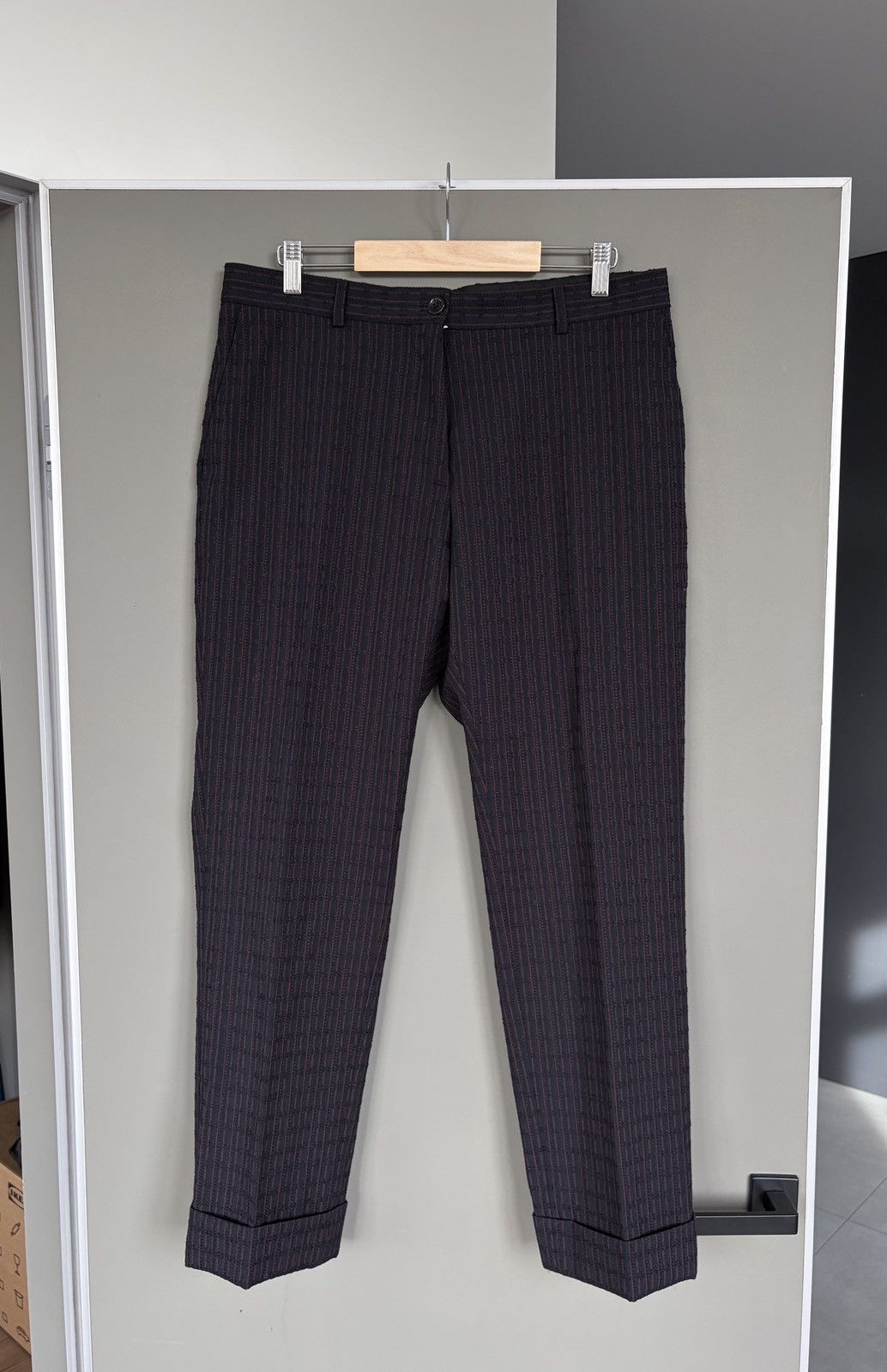 Dries Van Noten Dries Van Noten Textures Deep Blue/Red Classic Trousers Size 27" / US 4 / IT 40 - 1 Thumbnail