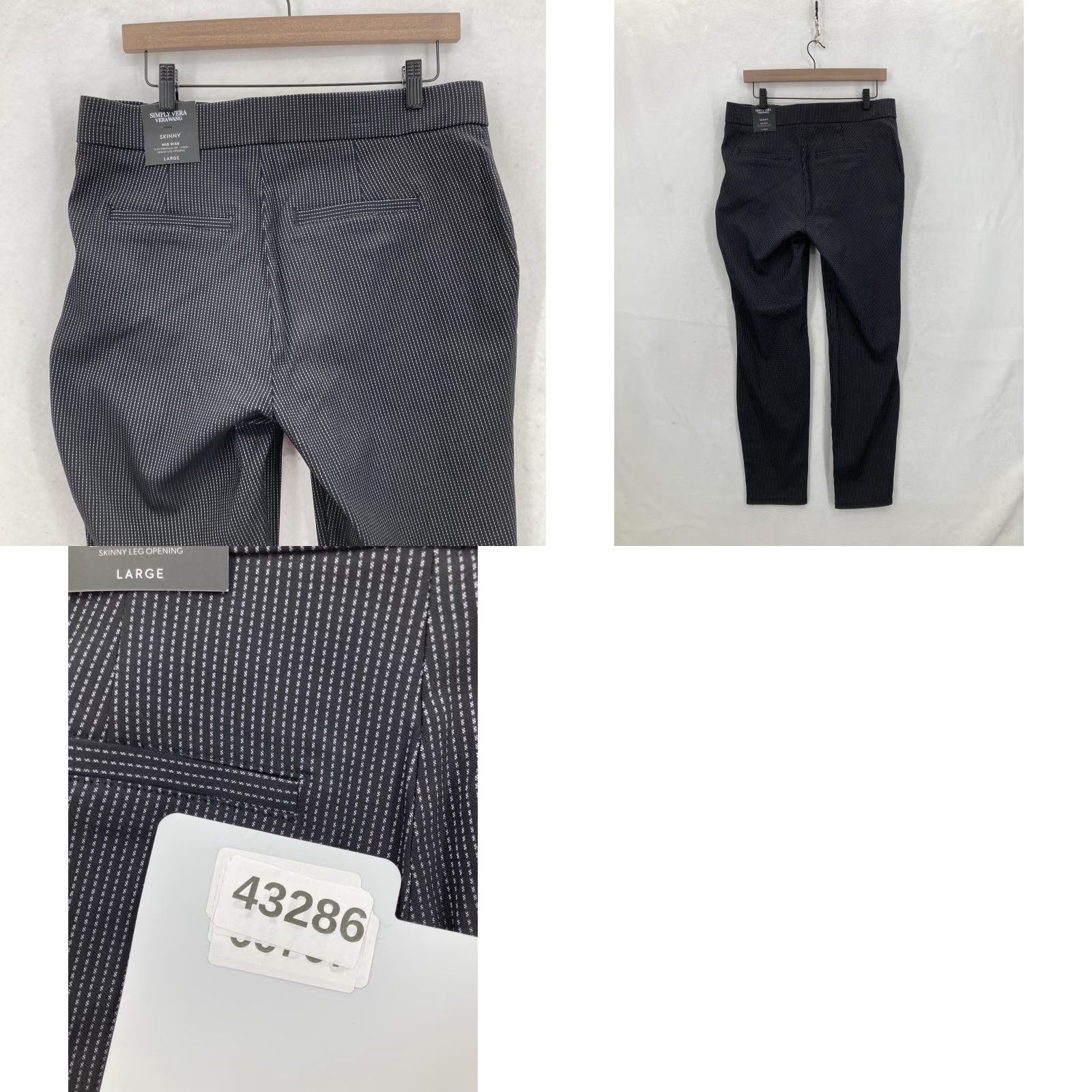Vintage Simply Vera Vera Wang Pants Womens Large Black Pinstripe Polished Twill Skinny Size 36" / US 14 / IT 50 - 10 Thumbnail
