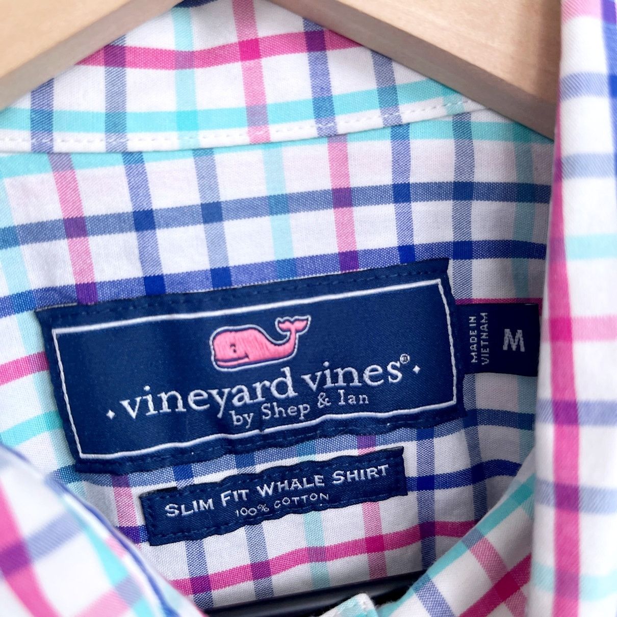 Vineyard Vines Vineyard Vines Slim Fit Whale Shirt Blue Pink Plaid Mens M Size US M / EU 48-50 / 2 - 5 Thumbnail