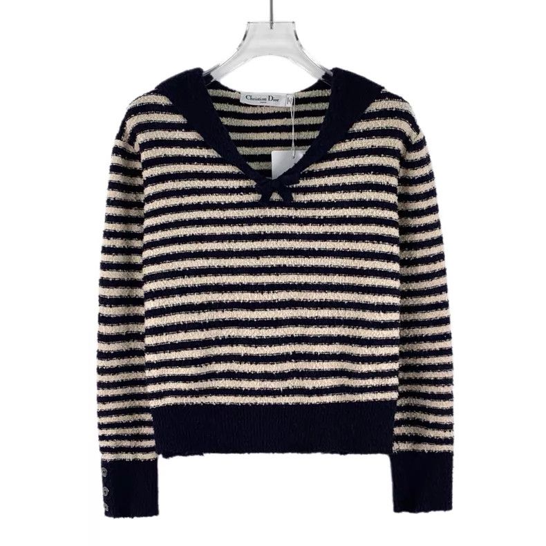 Dior Dior Blue and white striped navy collar cotton slogan logo Size XS / US 0-2 / IT 36-38 - 1 Thumbnail