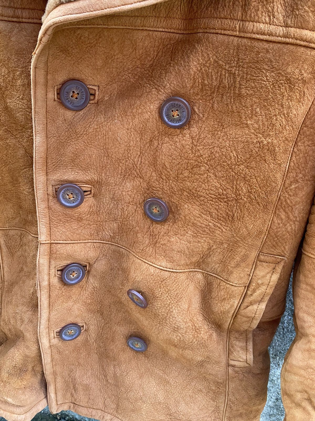 Leather Rare GEORGIA COFFEE Leather Jacket Fleece Inside Full Button Size US L / EU 52-54 / 3 - 2 Thumbnail